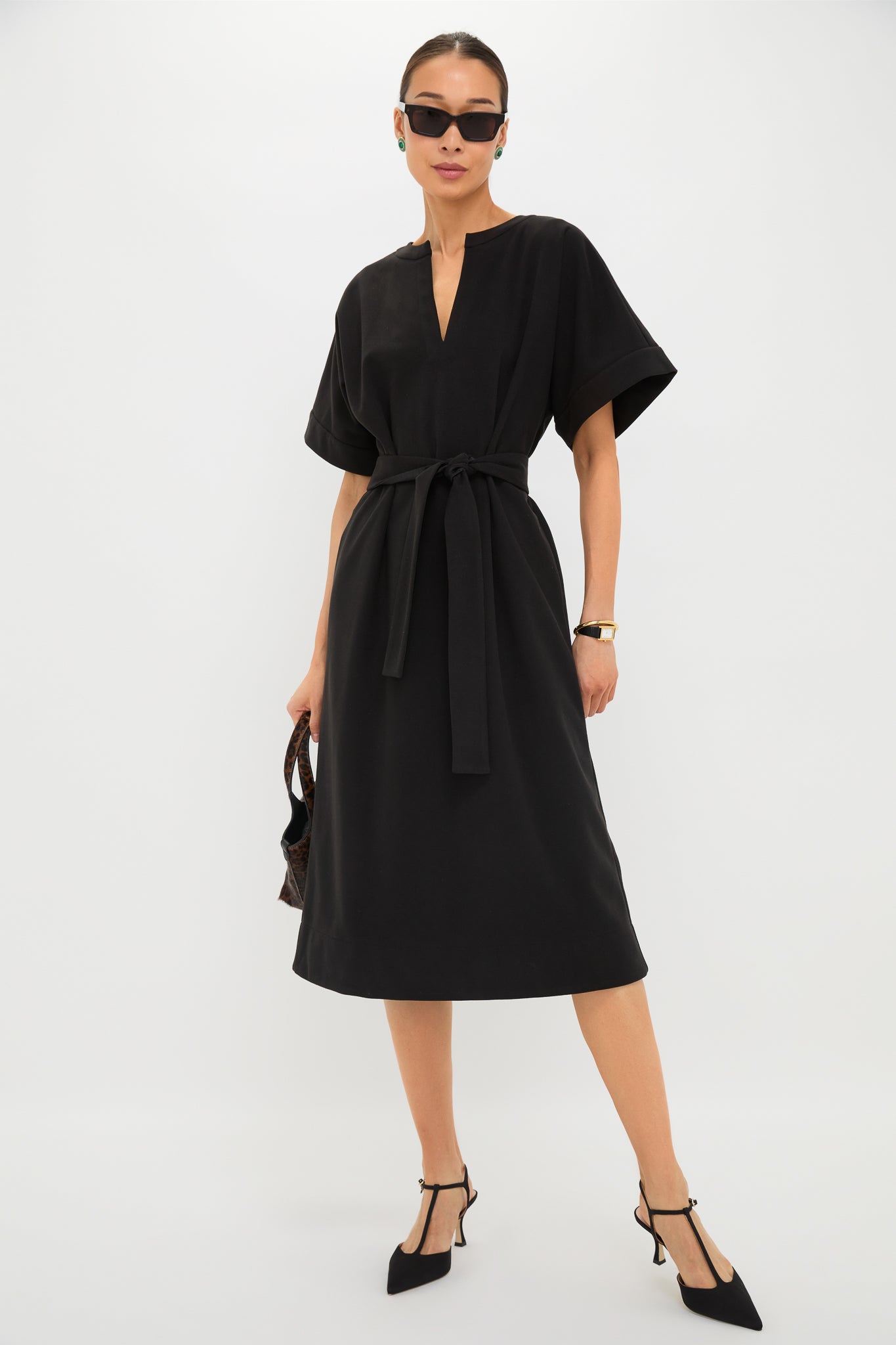 Black Double Face Flannel Gianna Dress