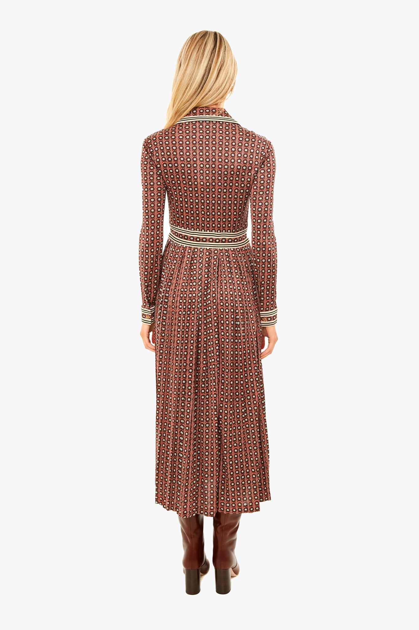 Sun Geo Silky Knit Shirt Dress