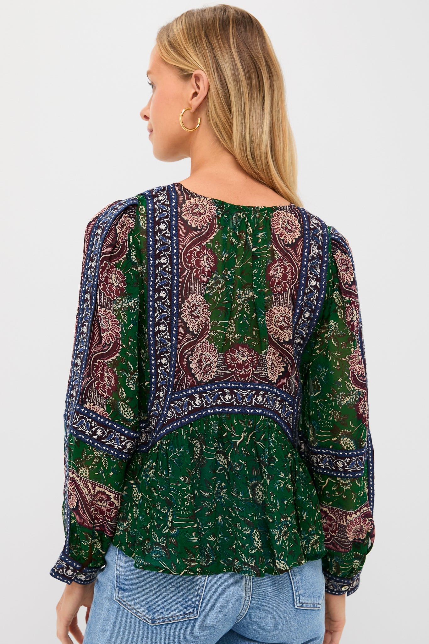 Green Melba Print Long Sleeve Top