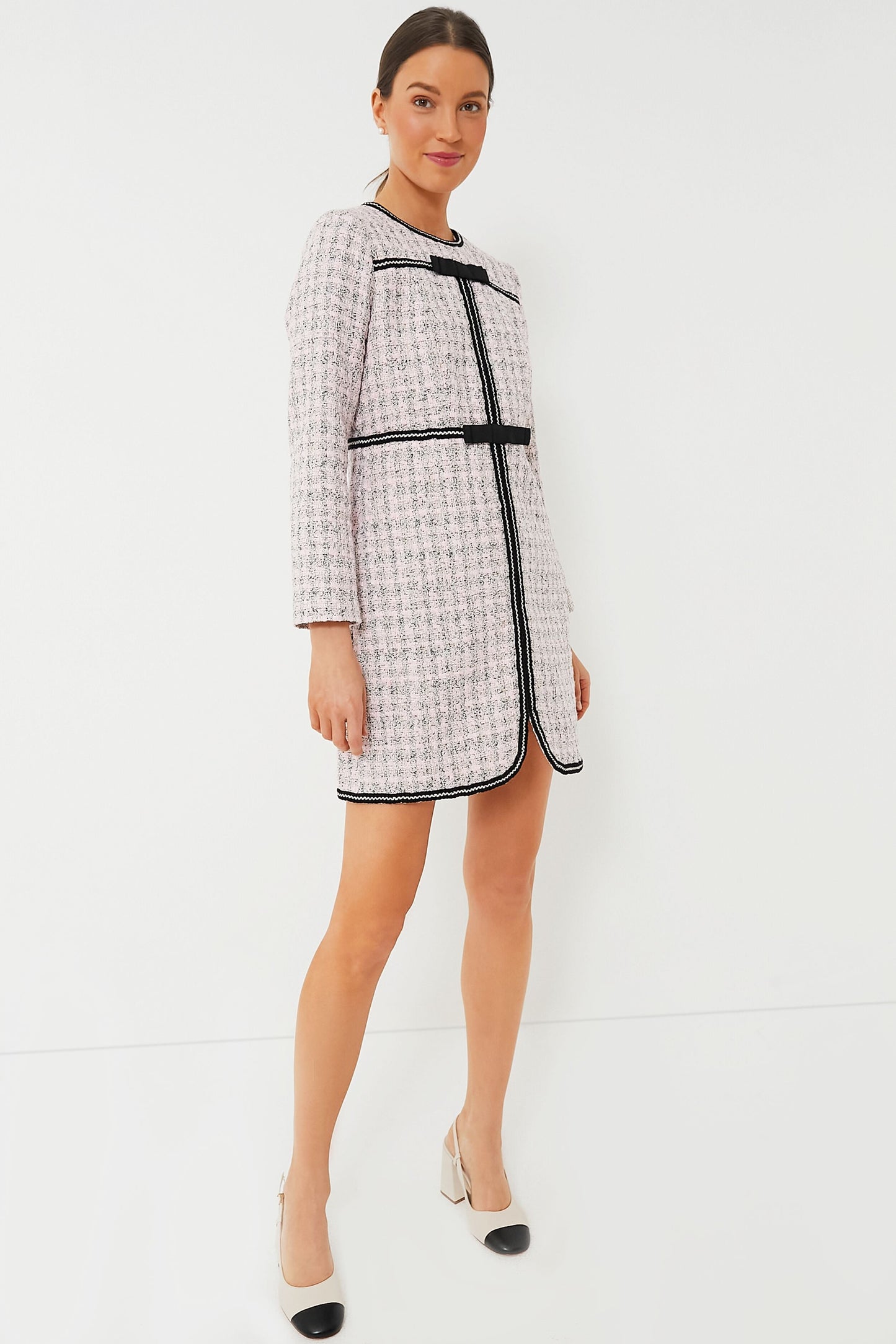 Pink Bow Tweed Brigitta Dress