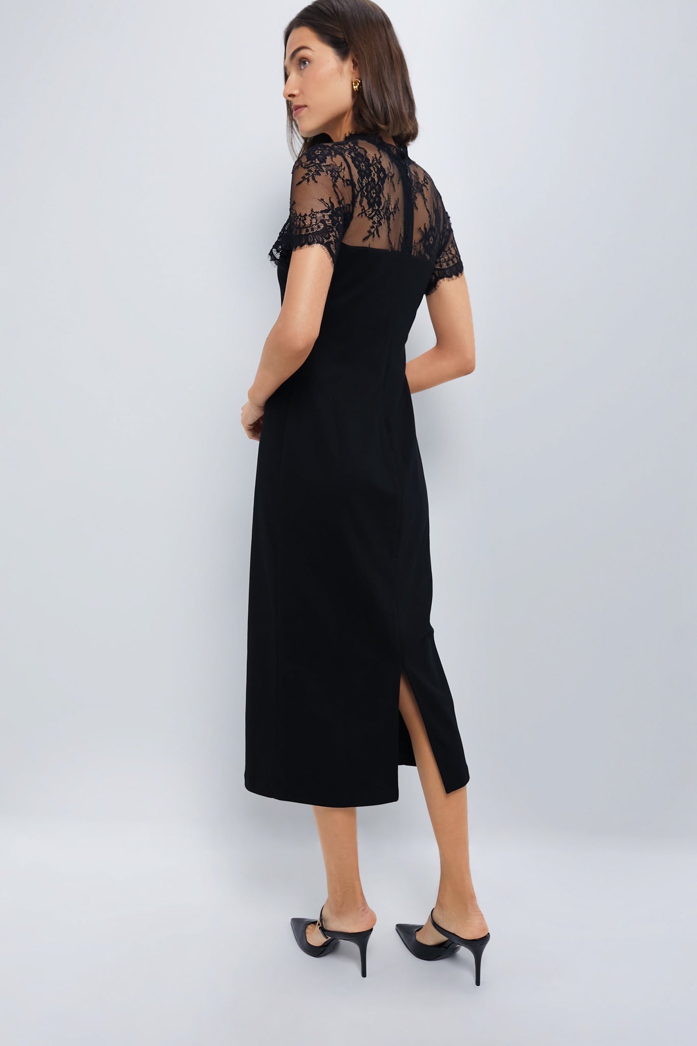 Black Lace Agatha Midi Dress