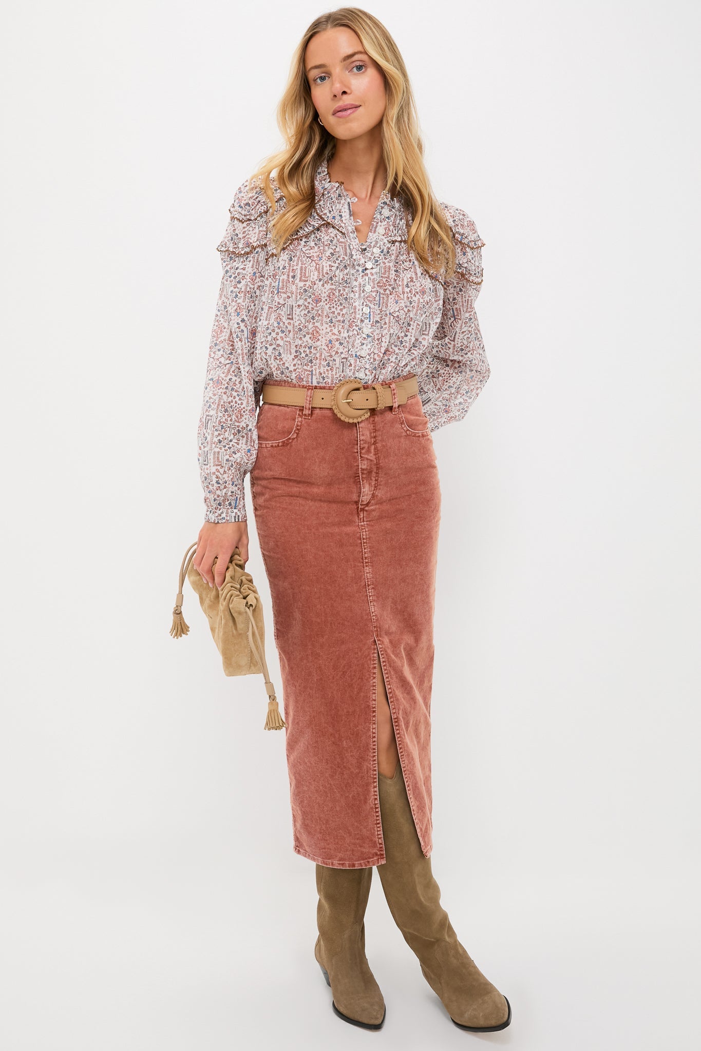 Rust Odalie Corduroy Skirt