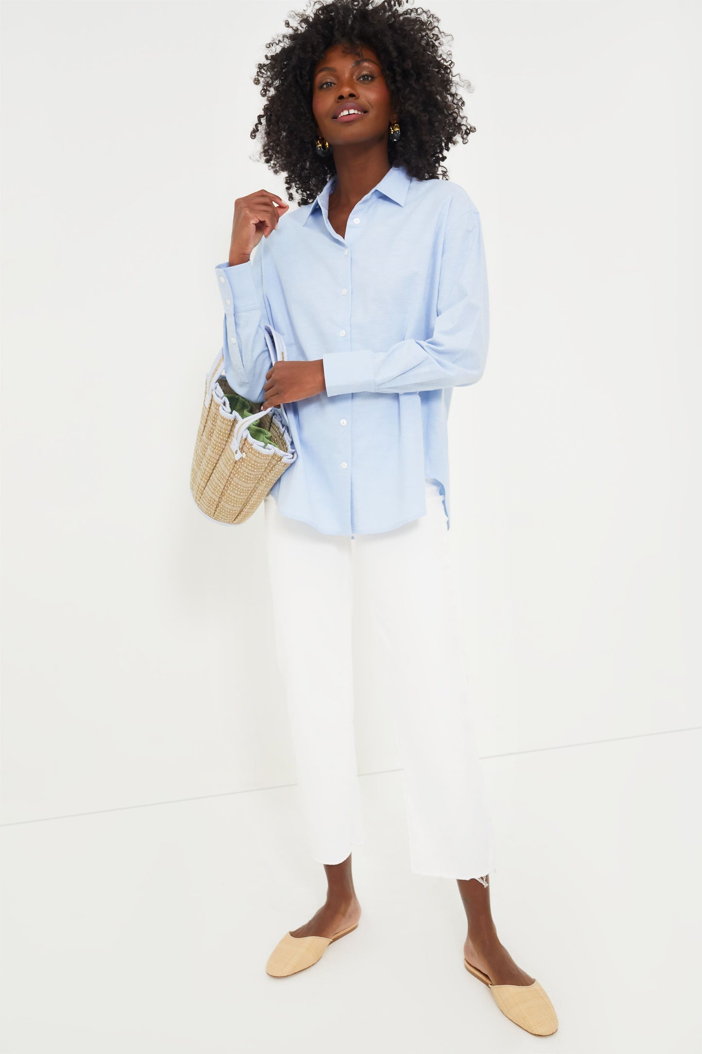 Blue Lightweight Oxford Nadine Boyfriend Button Down