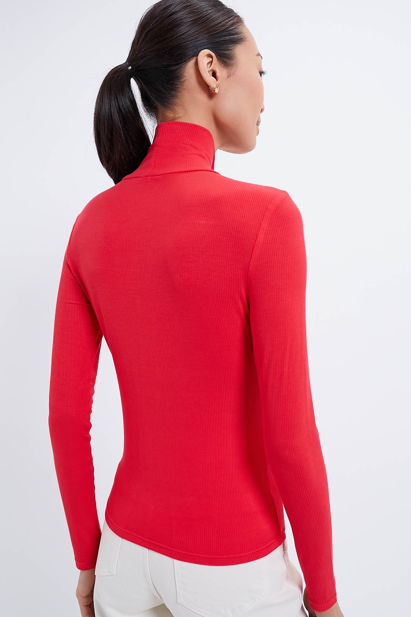 Red Lightweight Ribbed Turtleneck