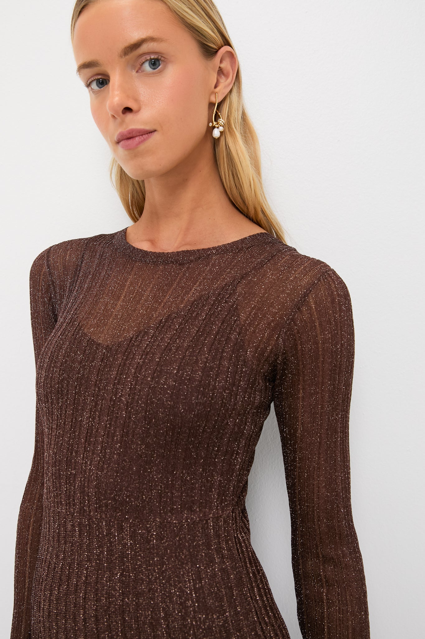 Exclusive Brown Long Sleeve Maxi Dress