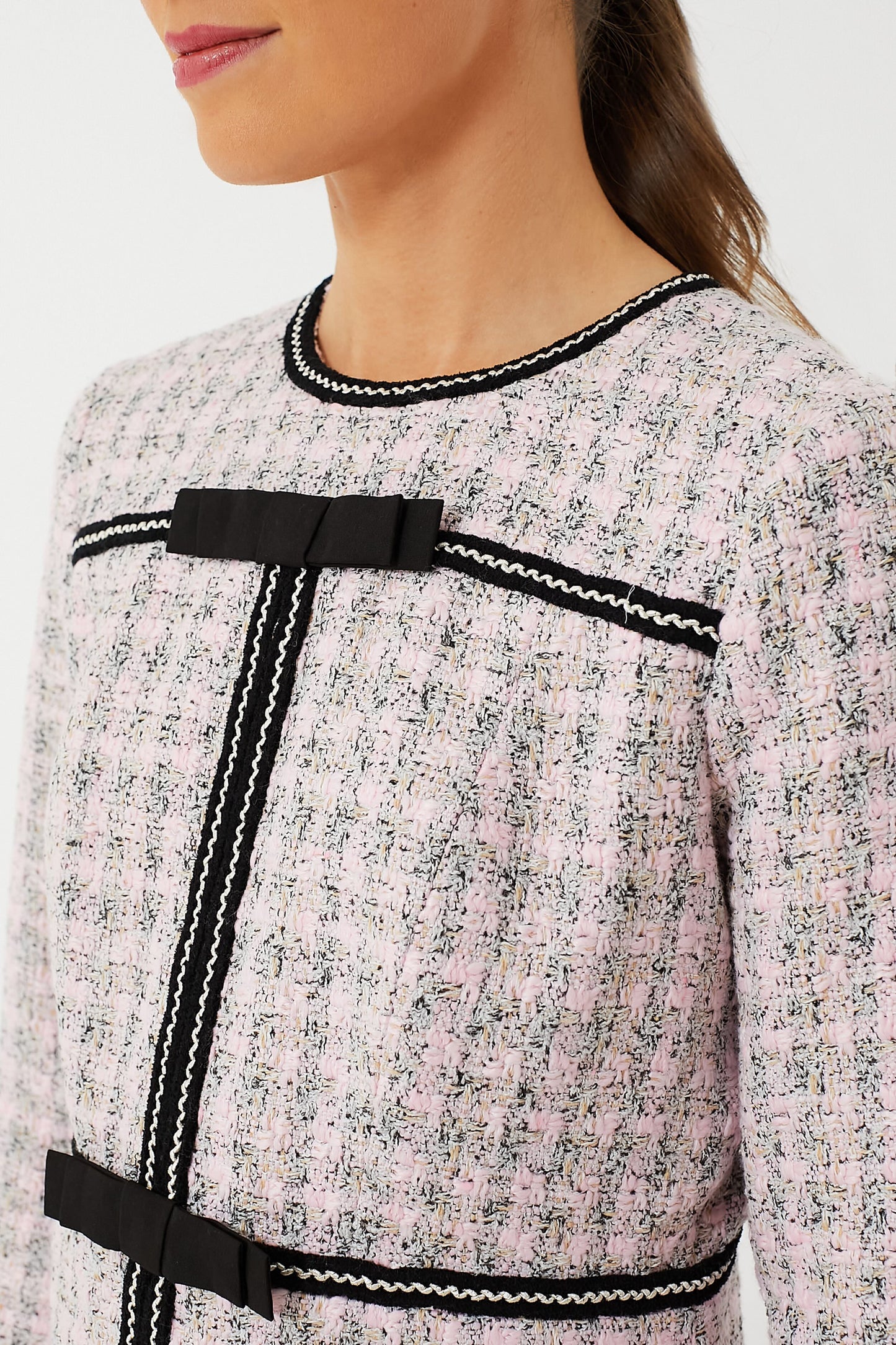 Pink Bow Tweed Brigitta Dress