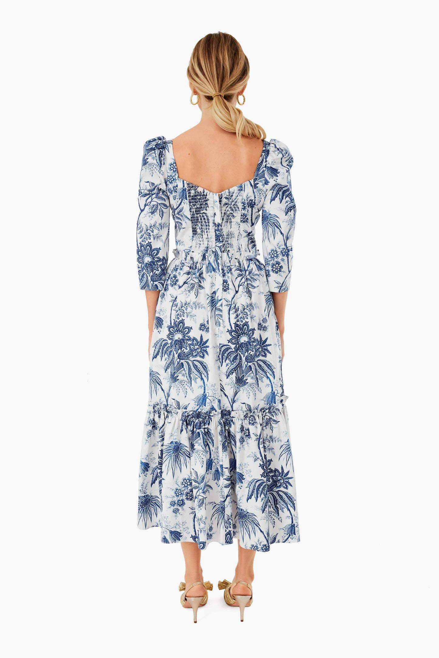 Jacobean Toile Navy Blue Hill Dress