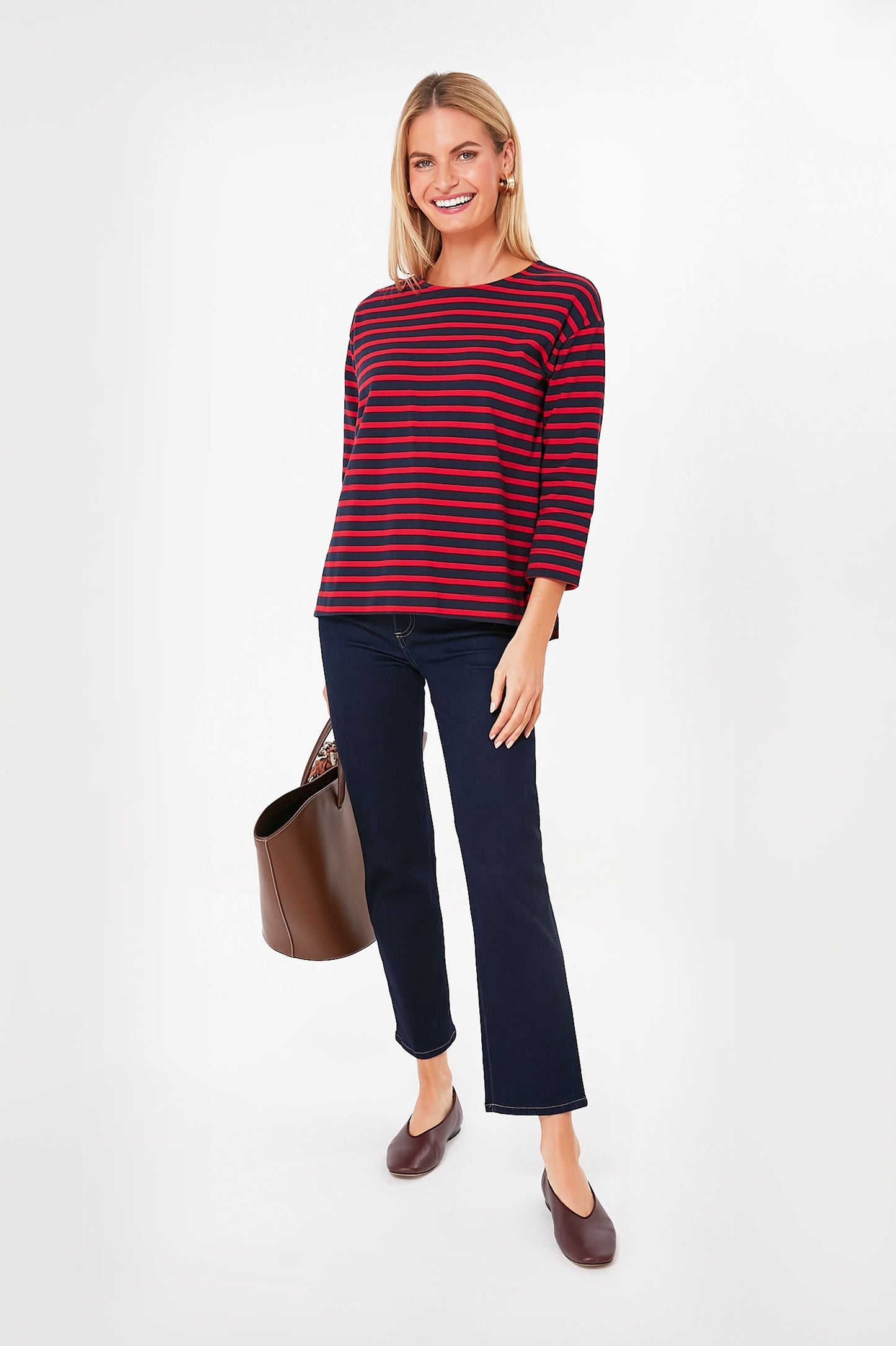 Red and Navy Stripe Becs Tee