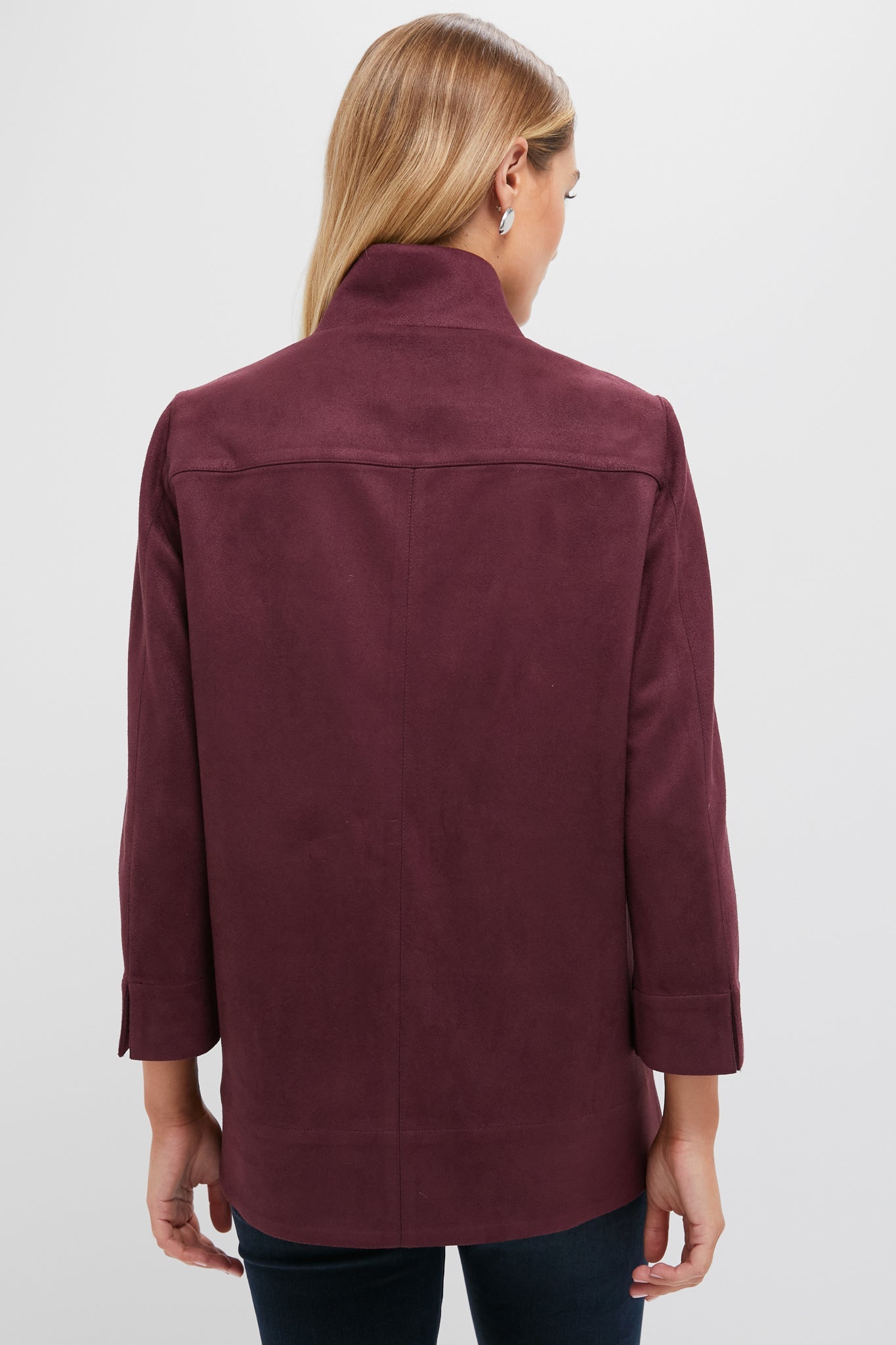 Winetasting Suede Margot Stand Collar Blouse