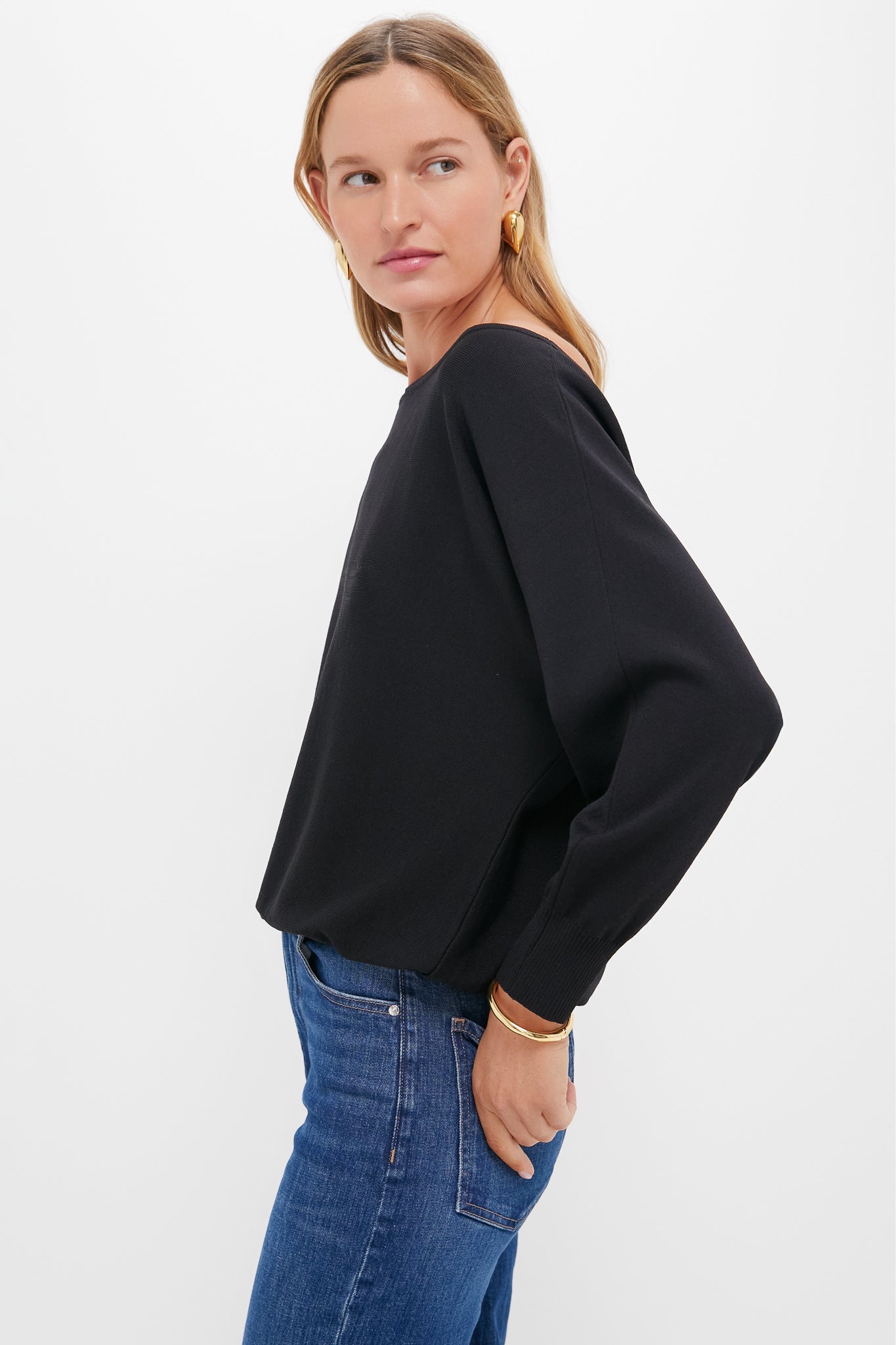 Black Wide Neck Valencia Sweater