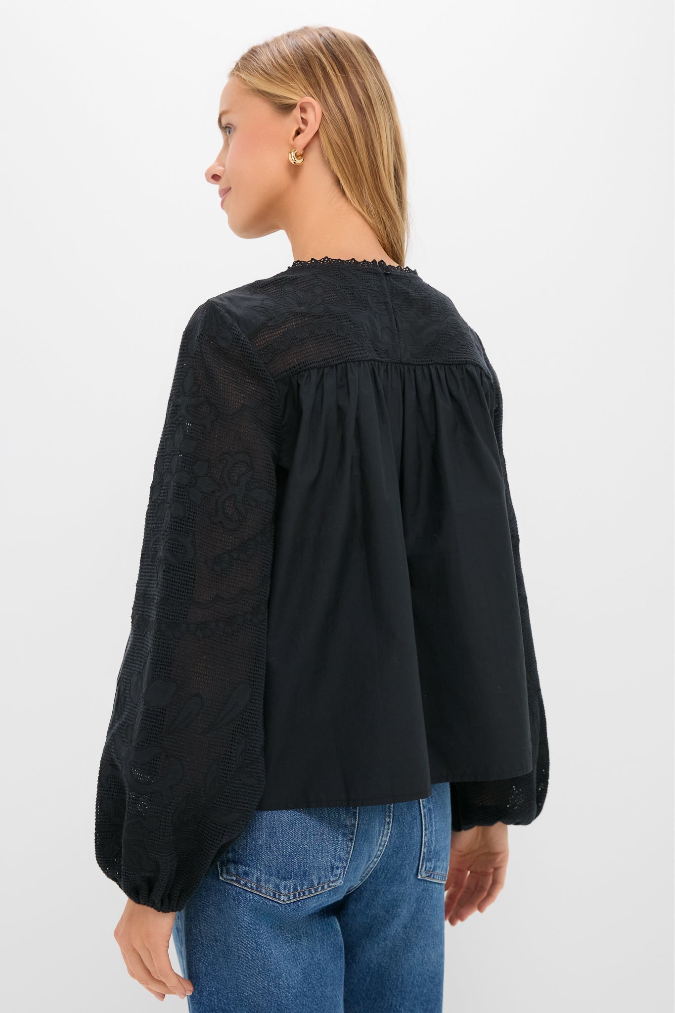 Black Patchwork Embroidered Cressida Blouse