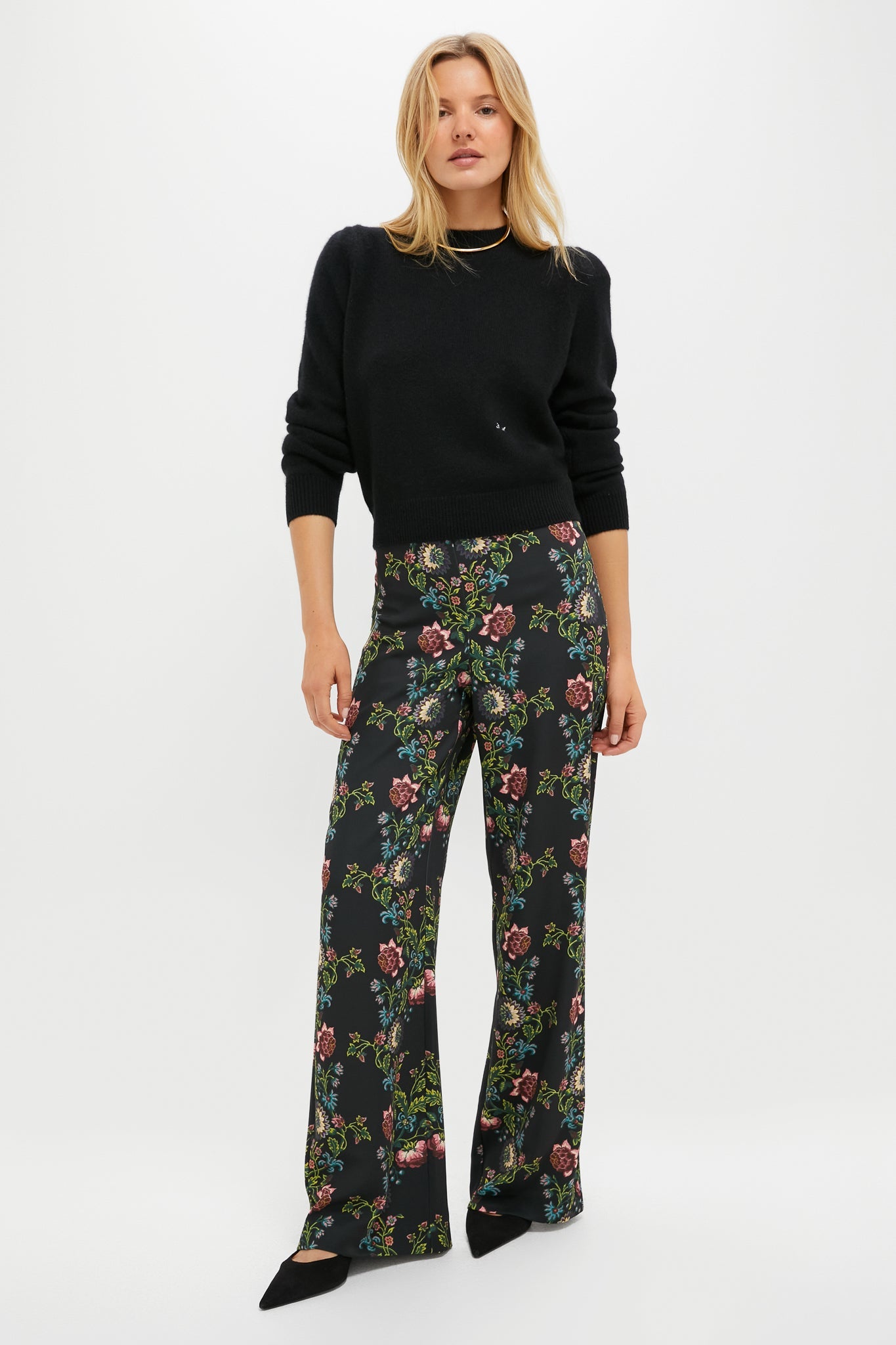Midnight Moonflower Drapey Twill Erin Pants