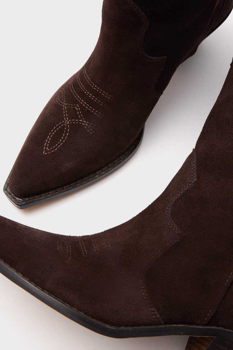 Dark Espresso Suede Wilson Cowboy Boots
