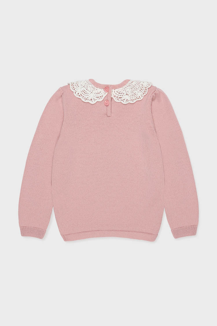 Dusty Pink Blanca Merino Wool Girl Jumper