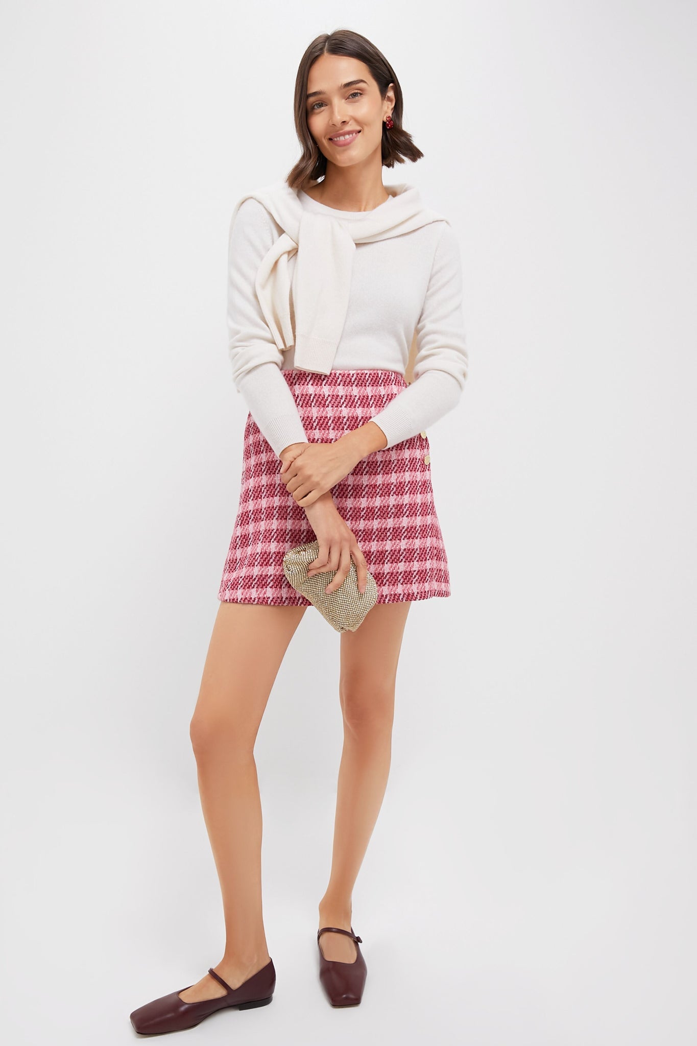 Tonal Plaid Pink Skirt