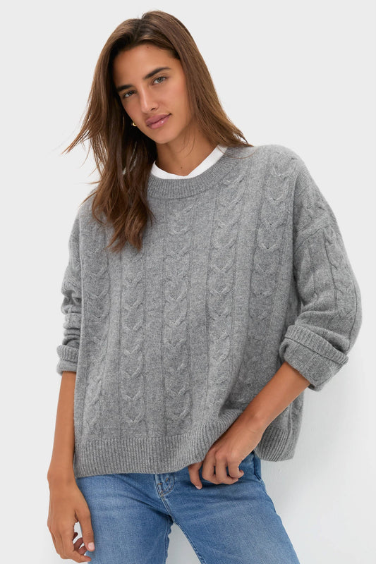 Shadow Gray Cashmere Eloise Cable Knit Sweater