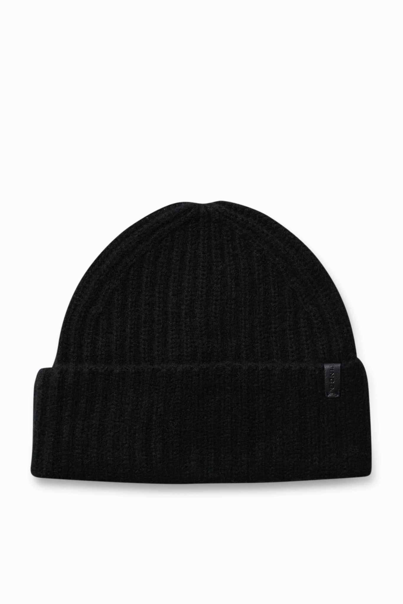 Black Boiled Cashmere Chunky Knit Hat