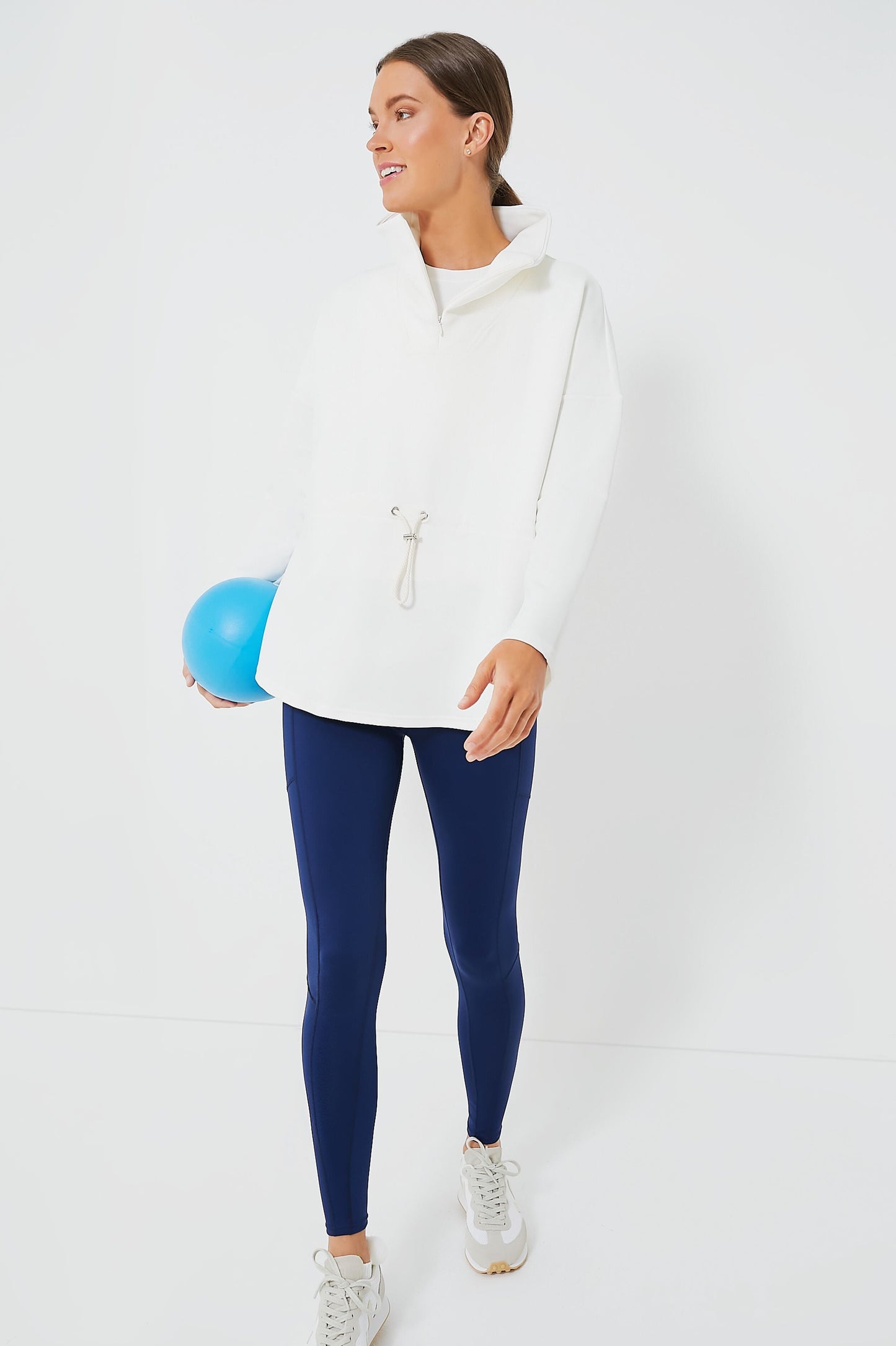 White Cinched Natalie Quarter Zip