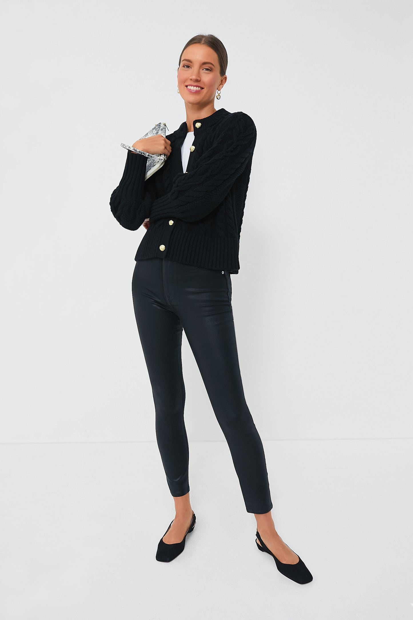 Black Cotton Collins Cardigan