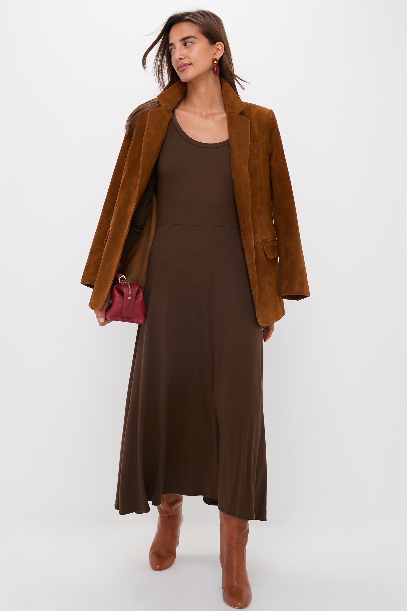 Chocolate Brown Long Sleeve Sara Maxi Dress