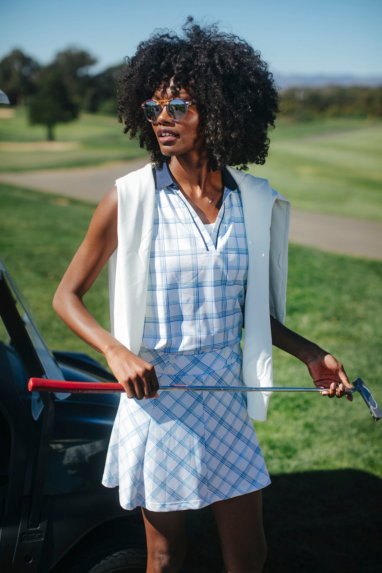 Provincial Plaid Sleeveless Caroline Polo