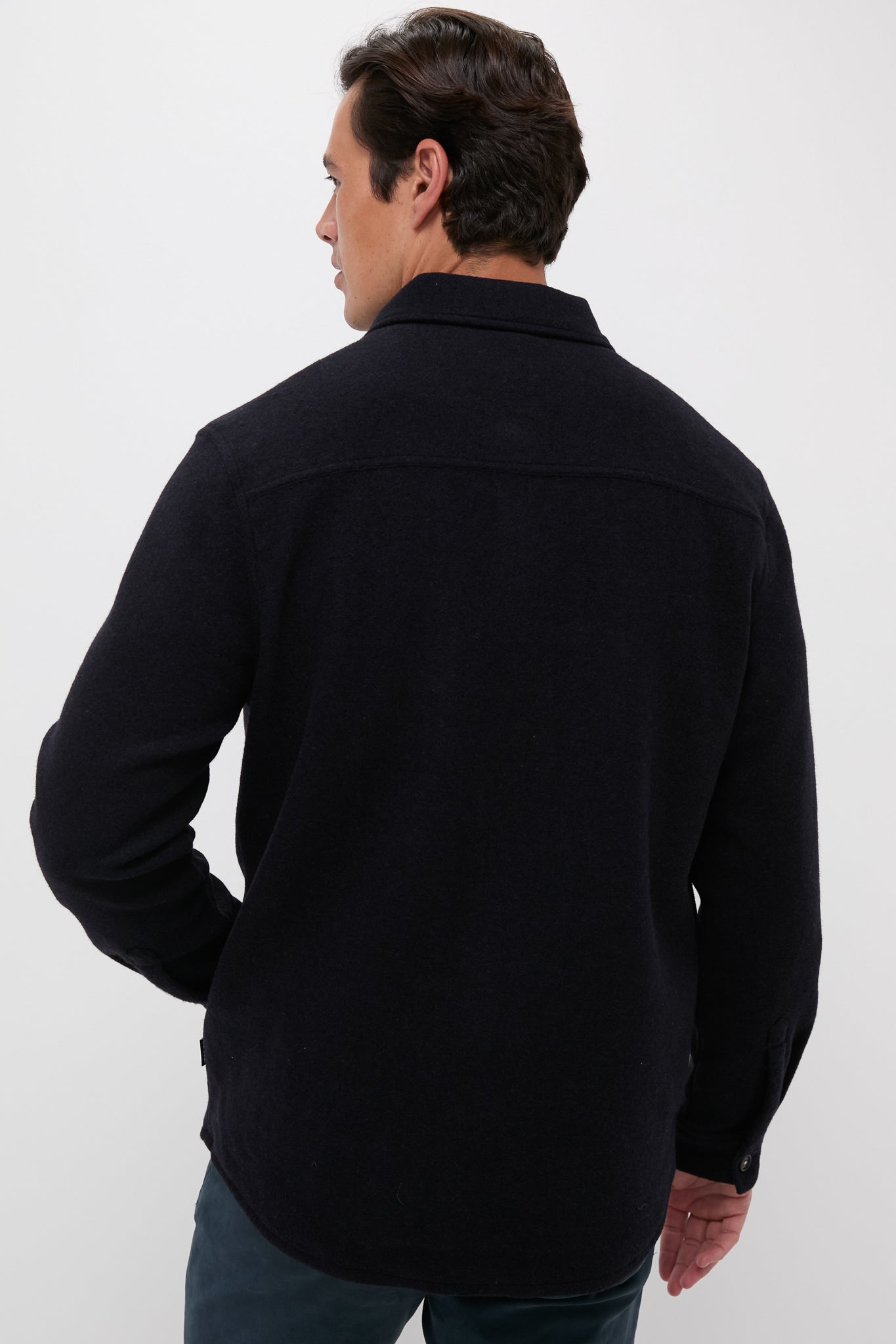Navy Marl Marlow Tailored Wool Blend Overshirt