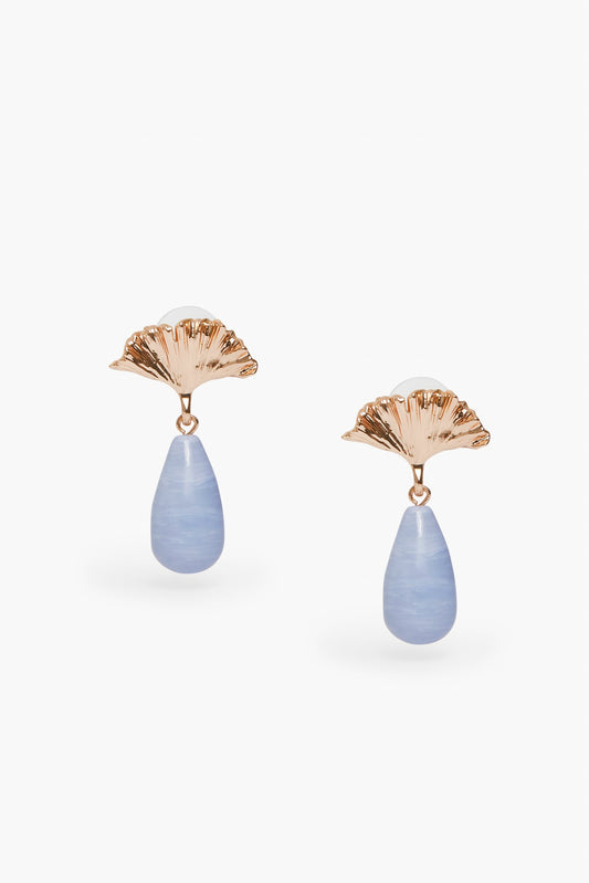 Light Blue Gingko Drop Earrings