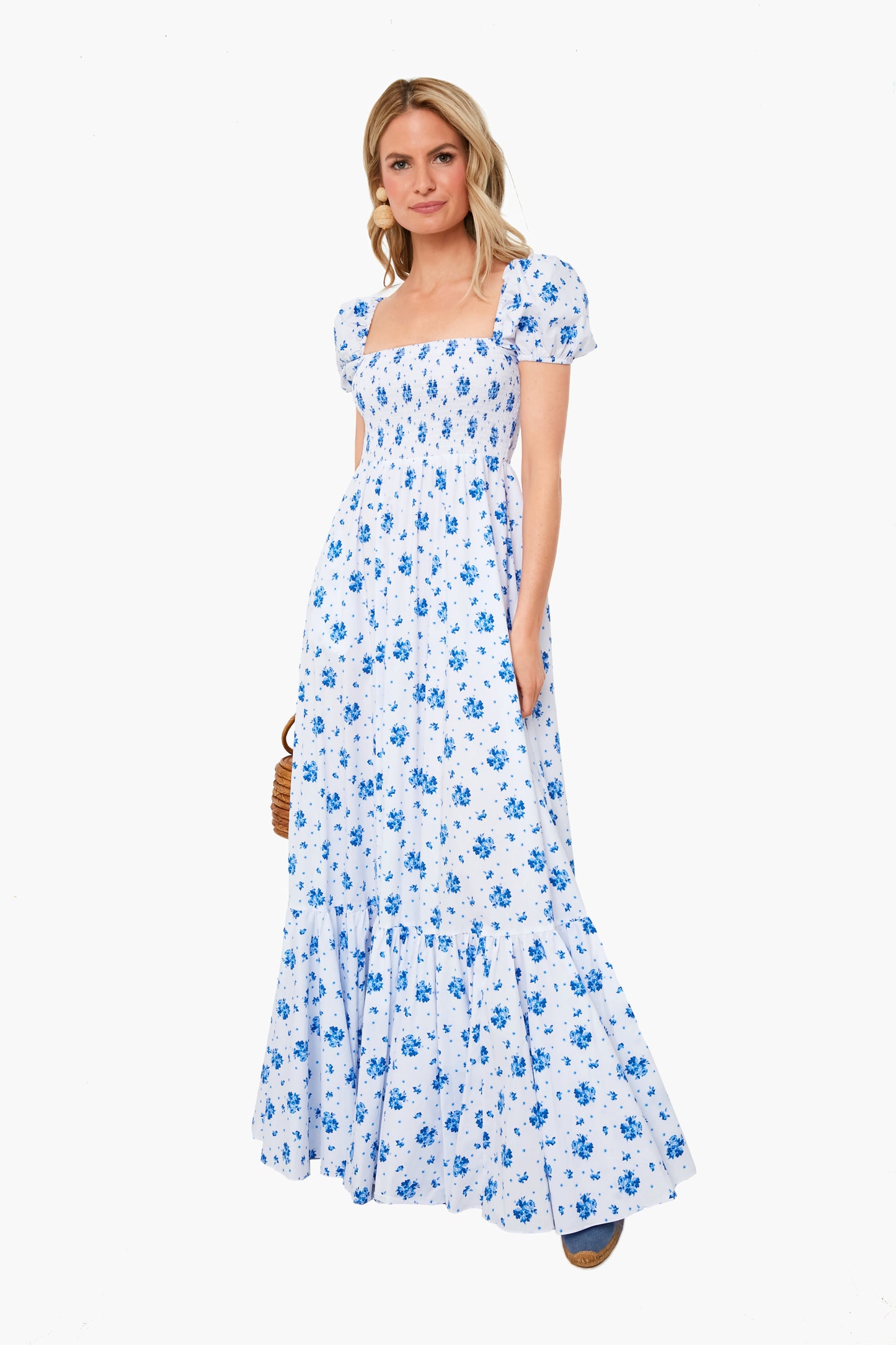 Blue Spot Floral Gianna Maxi Dress