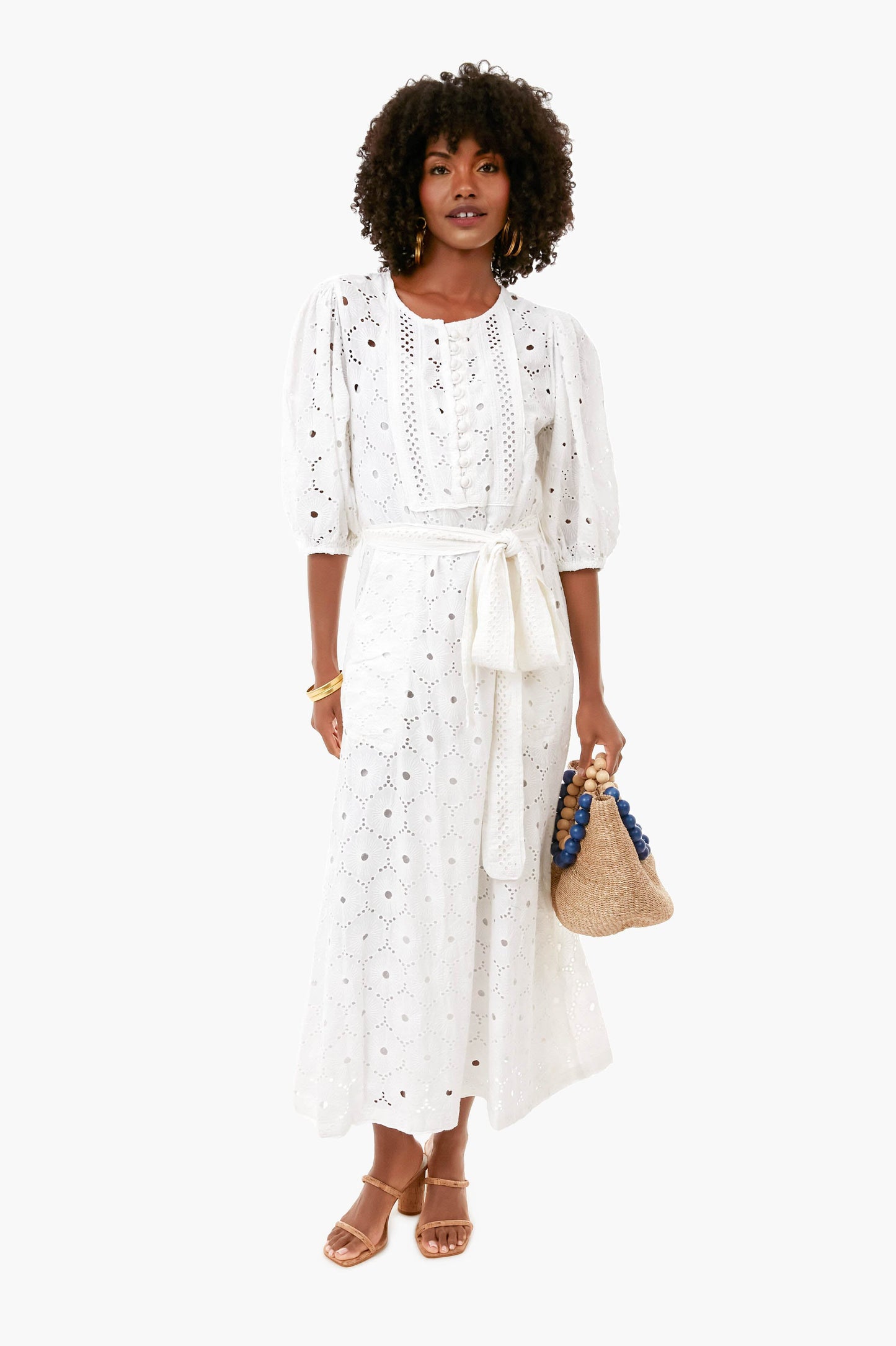 White Eyelet Gerbera Daisy Carmel Kaftan