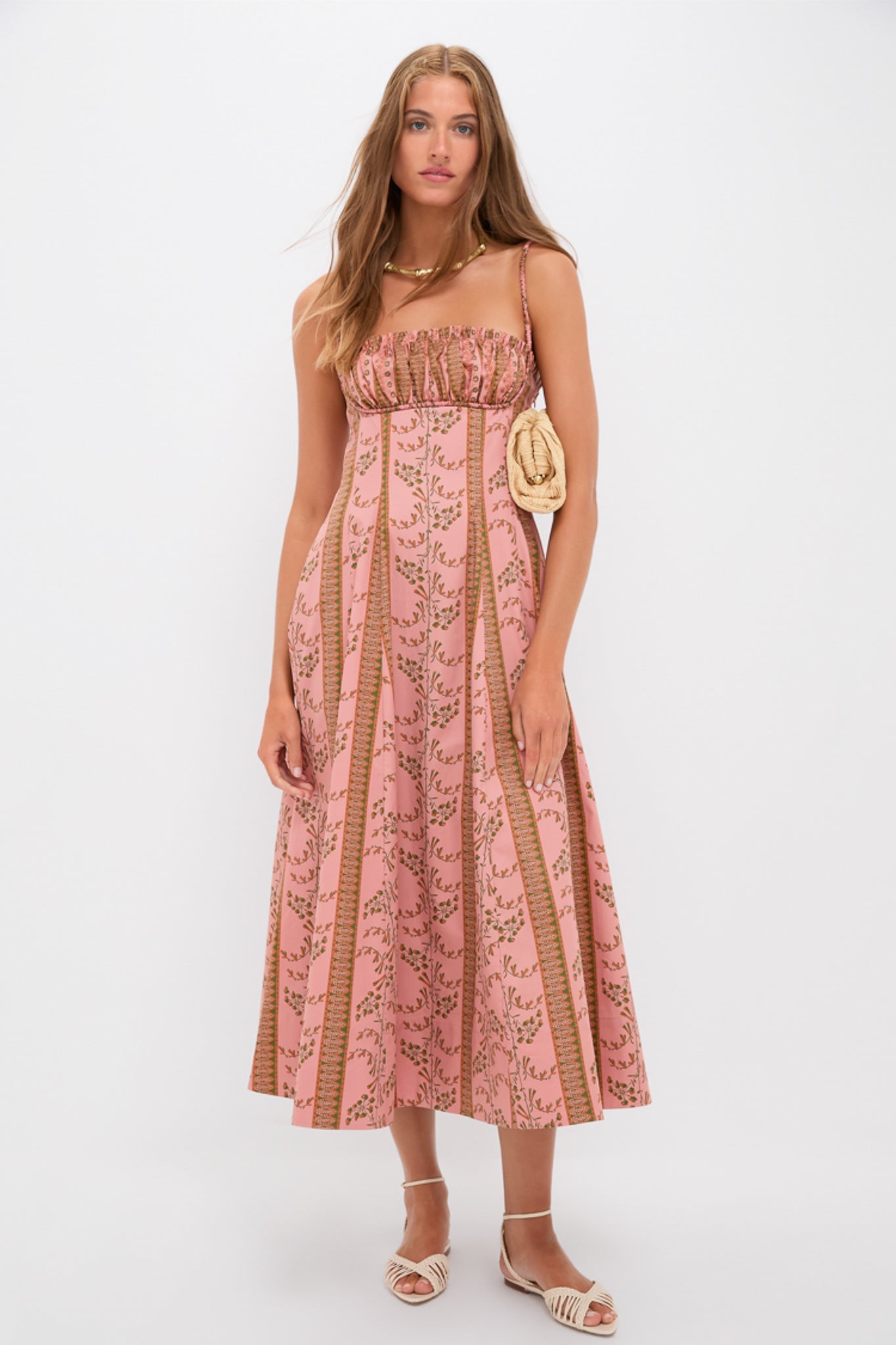 Rust Dandelion Floral Stripe Maisie Dress