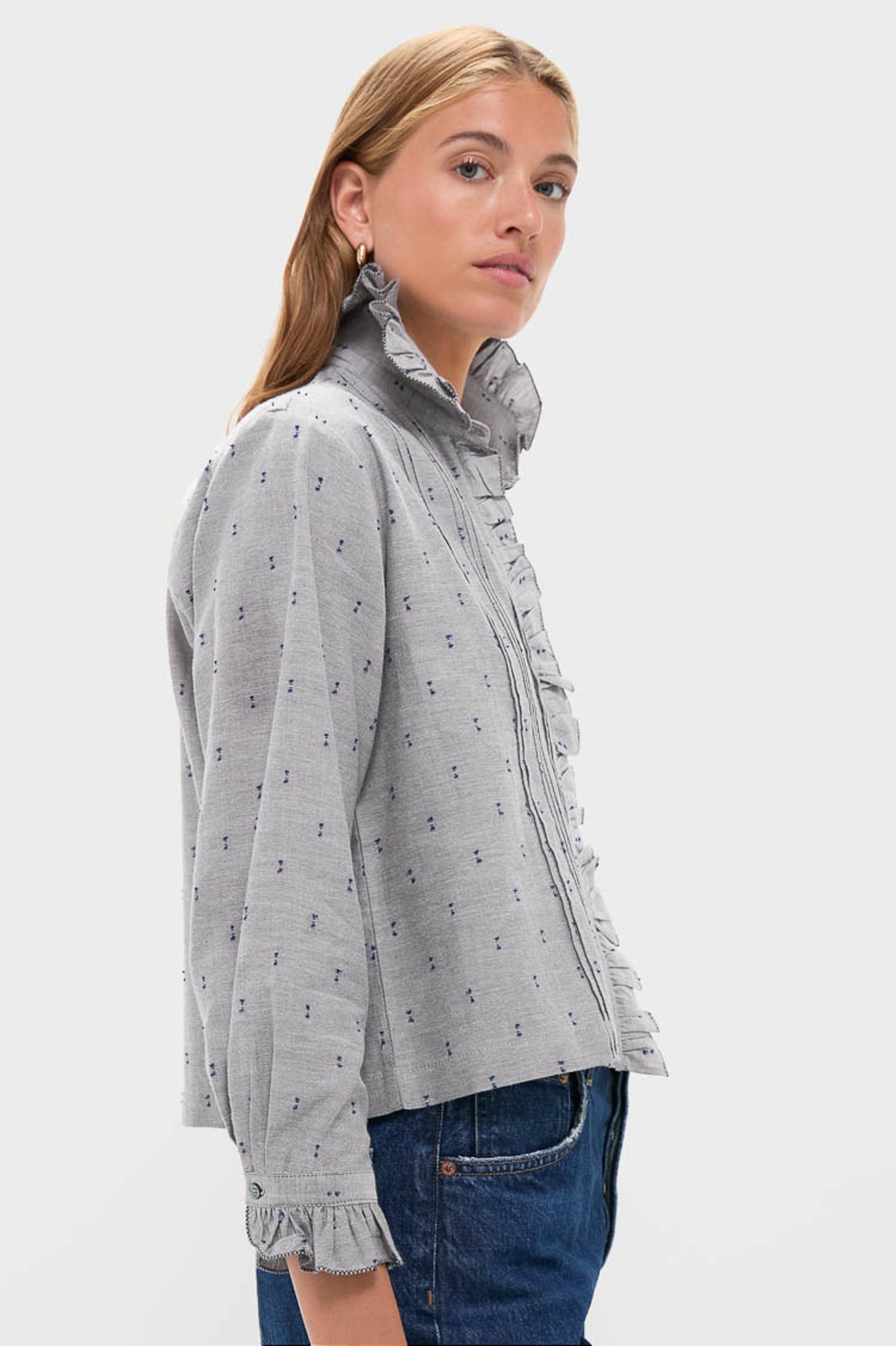 Indigo Dots French Heirloom Shirt