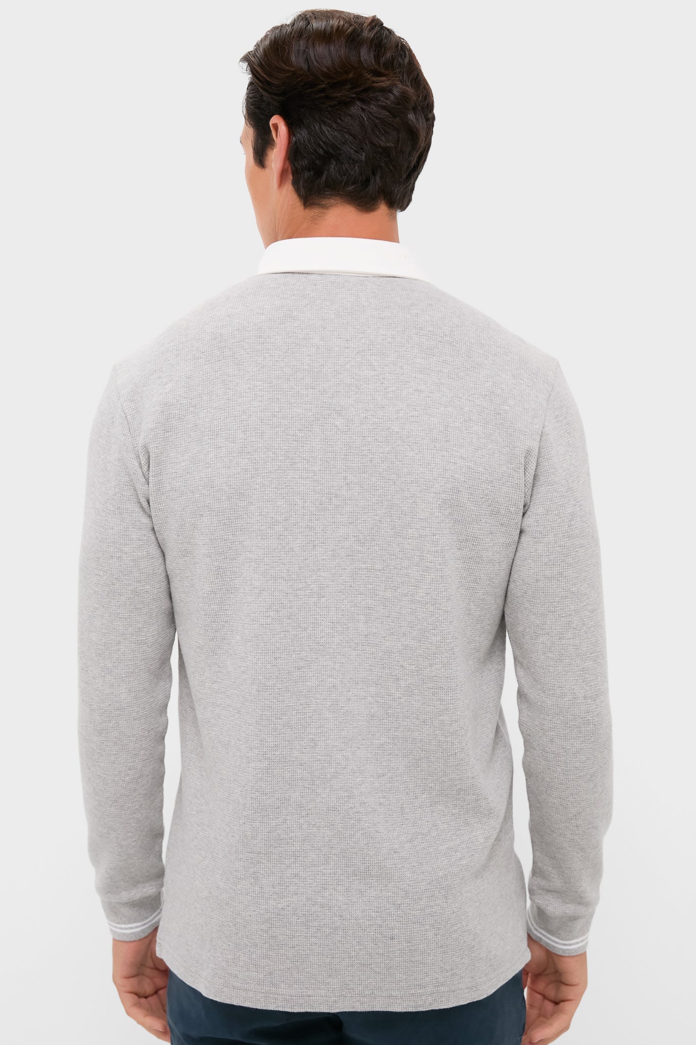 Heather Grey Waffle Rugby Polo