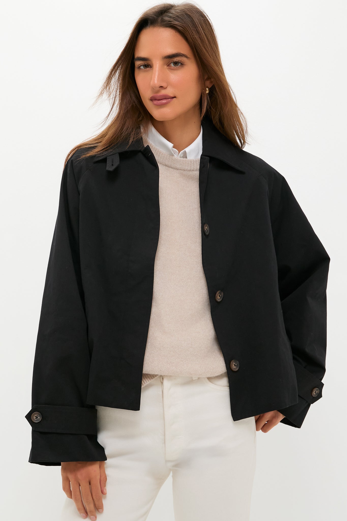 Black Drew Short Trench Coat