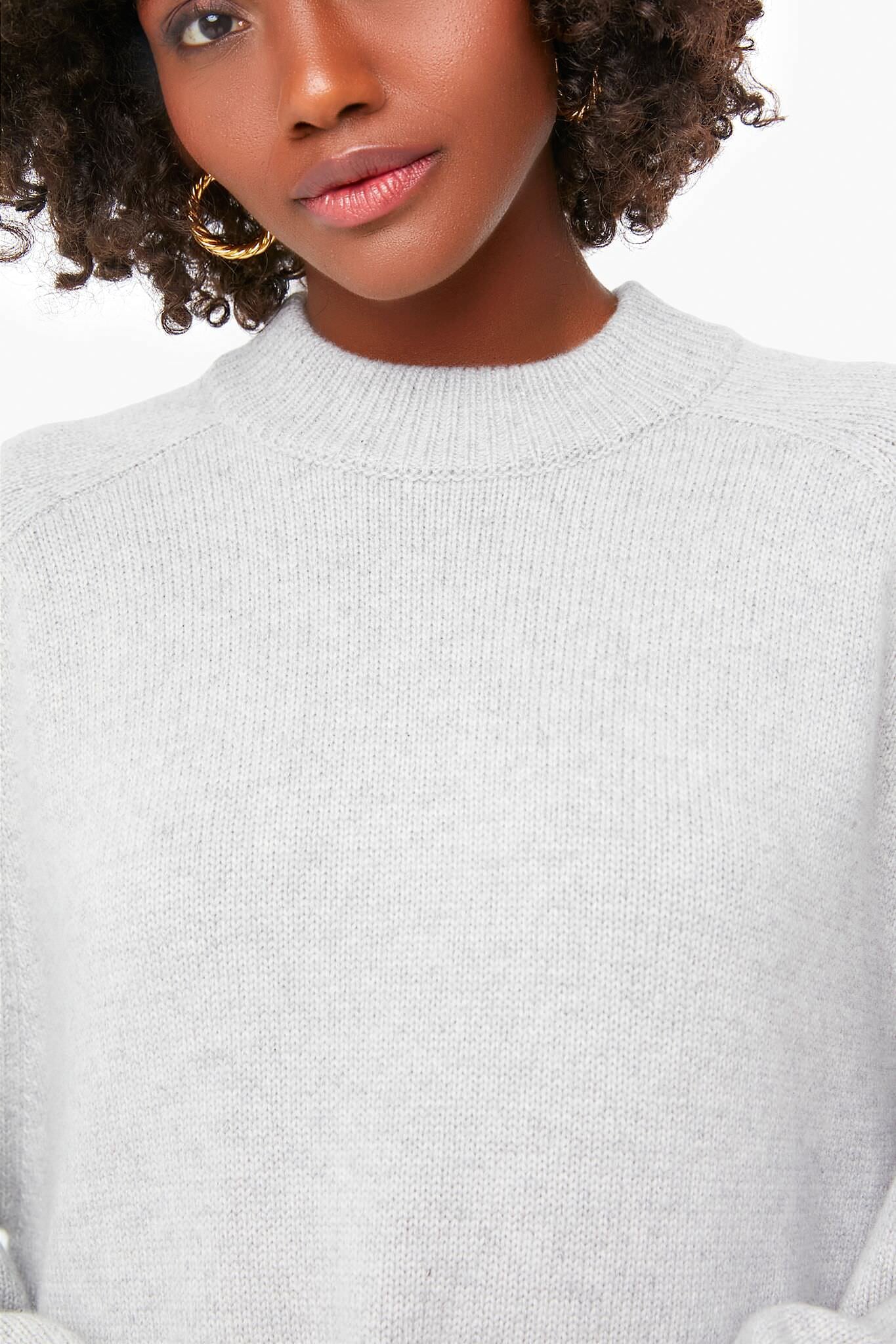 Heather Grey Oversize Cashmere Crewneck Sweater