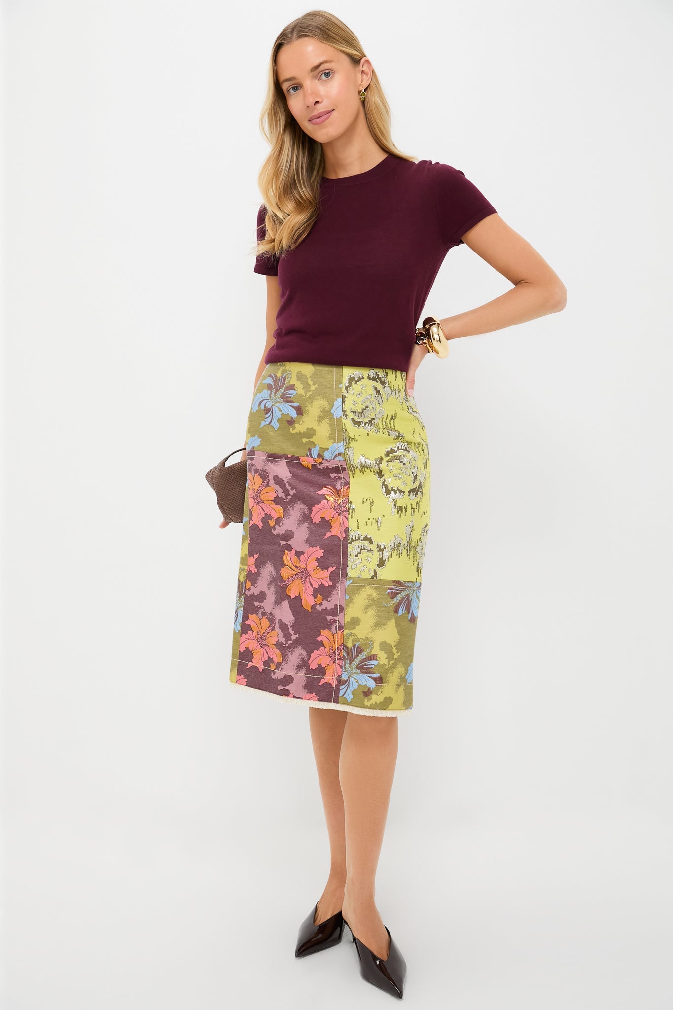 Multi Adriana Jacquard Midi Skirt