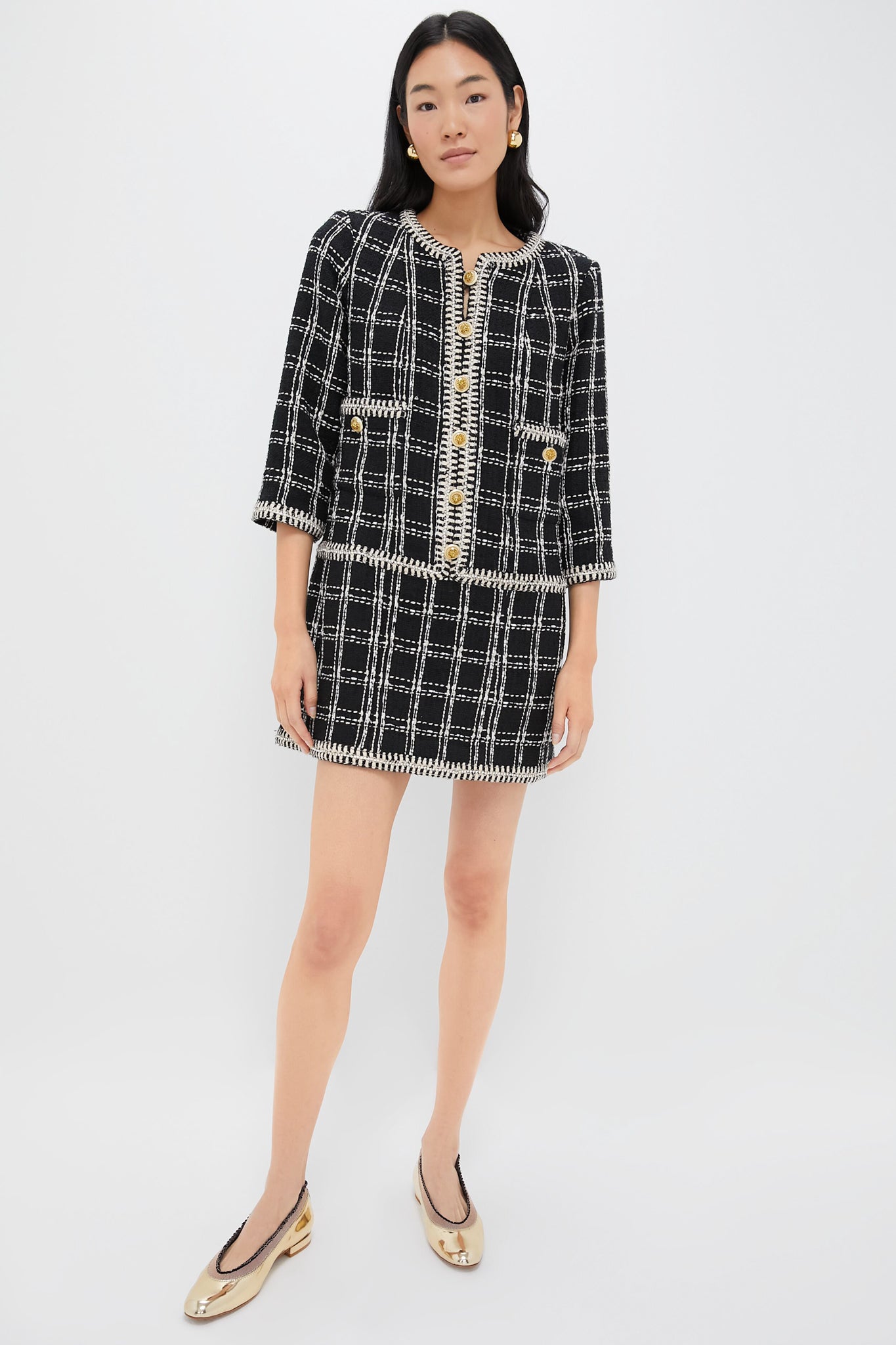 Embellished Black Tweed Onassis Dress