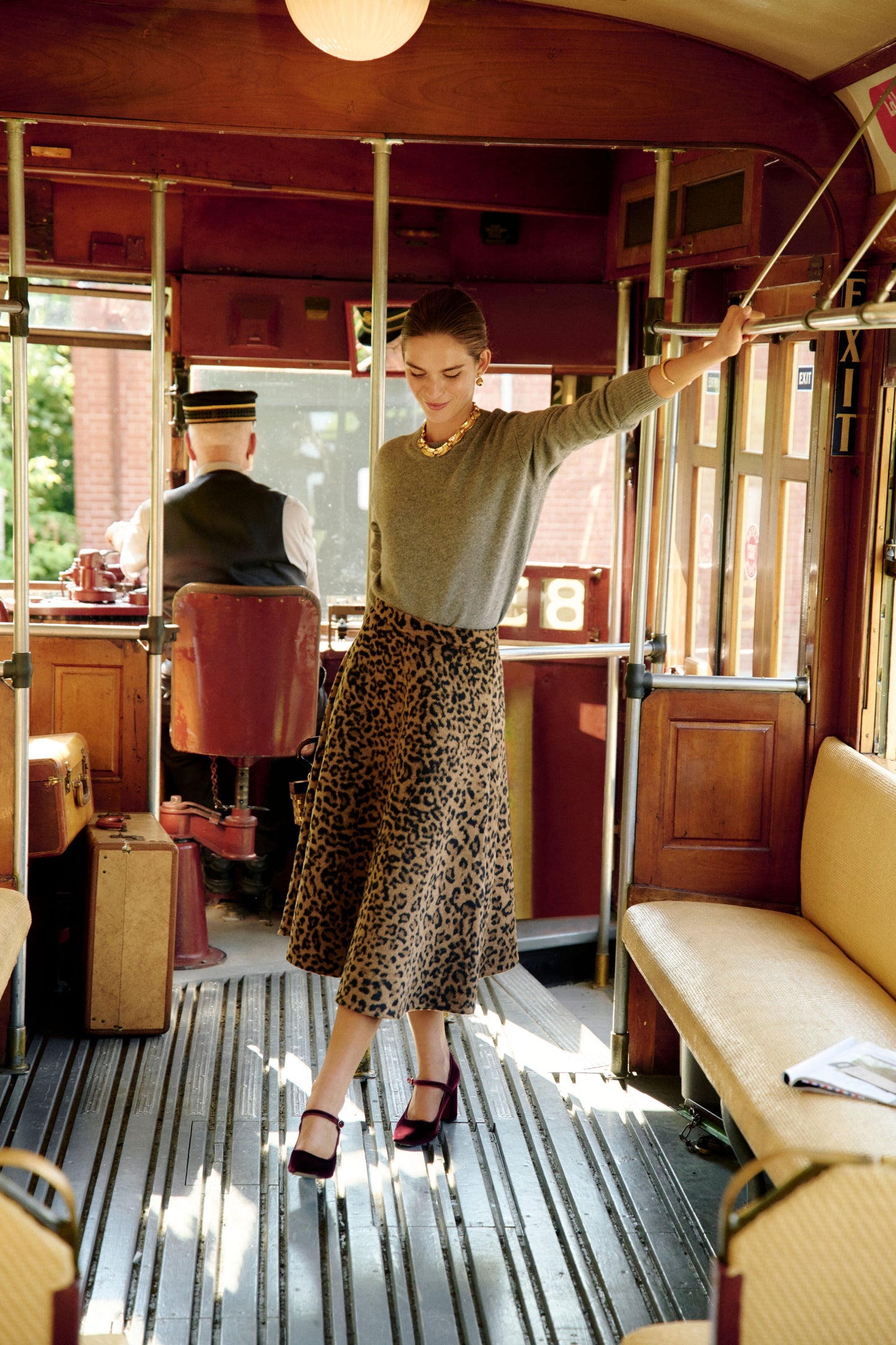 Leopard Brushed Wool Andrea Circle Skirt