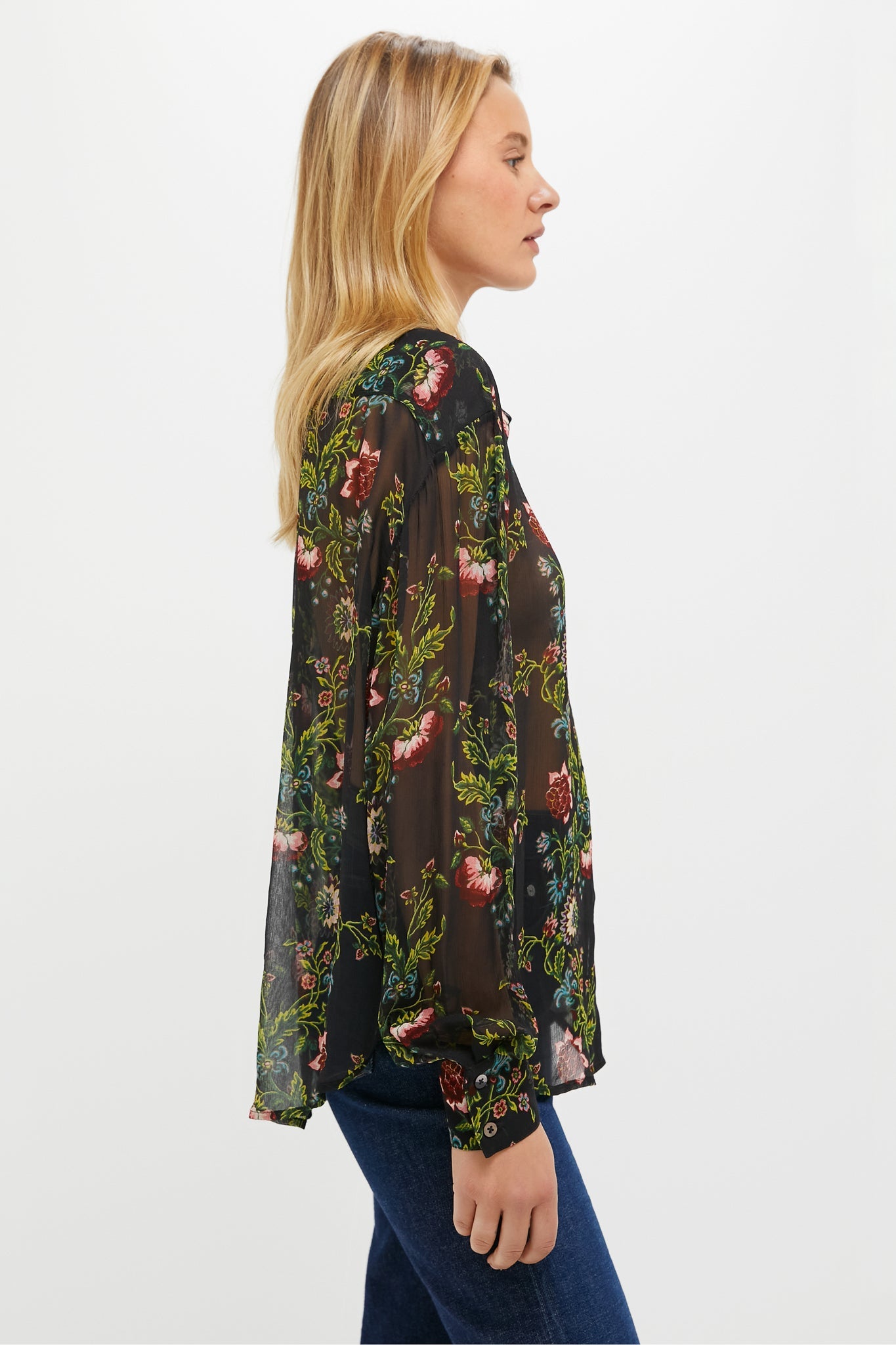 Midnight Moonflower Sheer Alysse Blouse