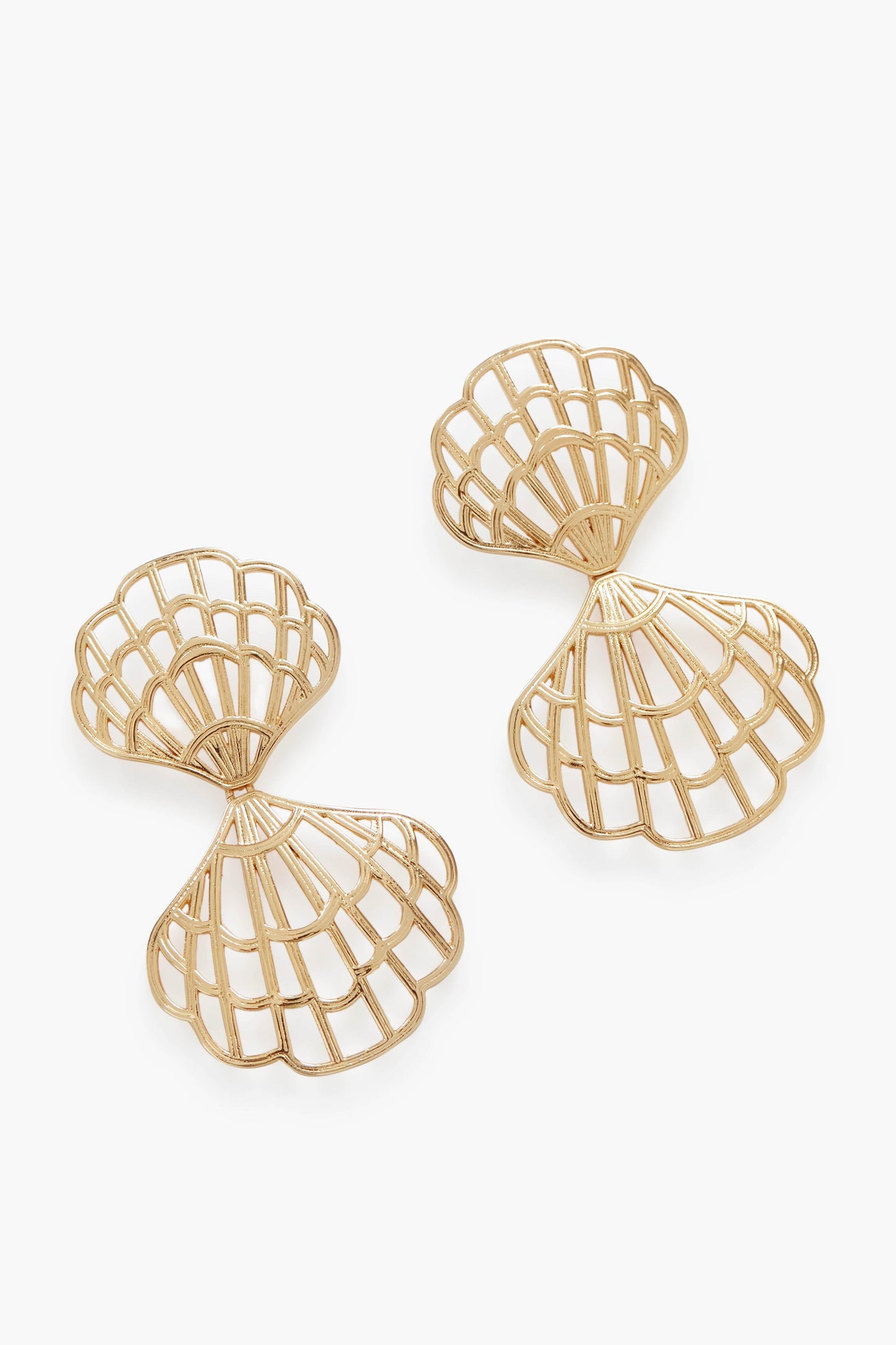Gold Clamshell Earrings