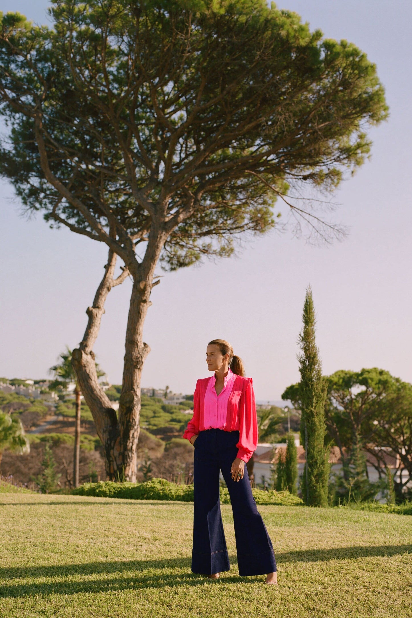 Dark Denim Wide Leg Palladian Pant