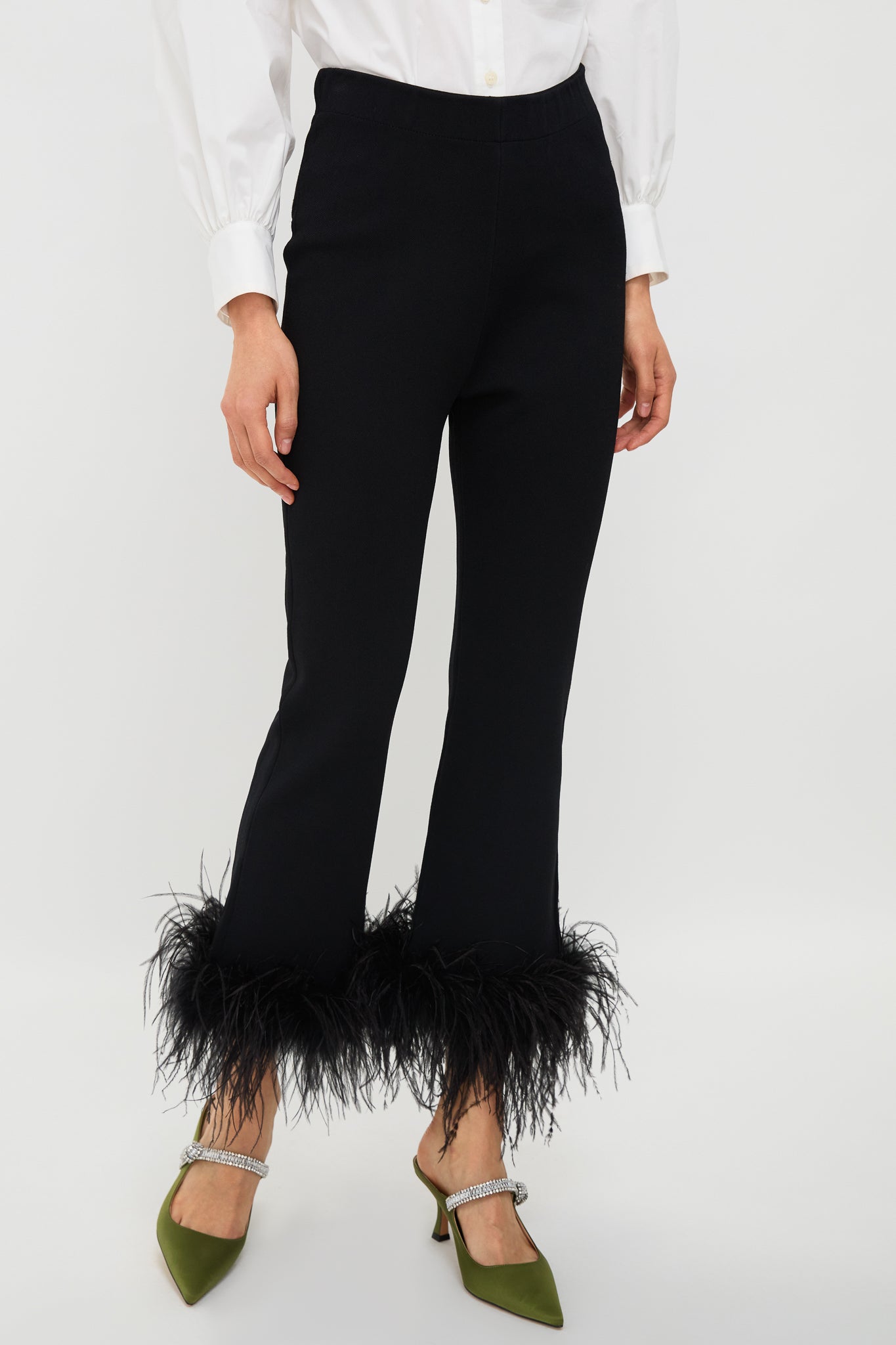 Black Feather Compression Knit Ashford Pants