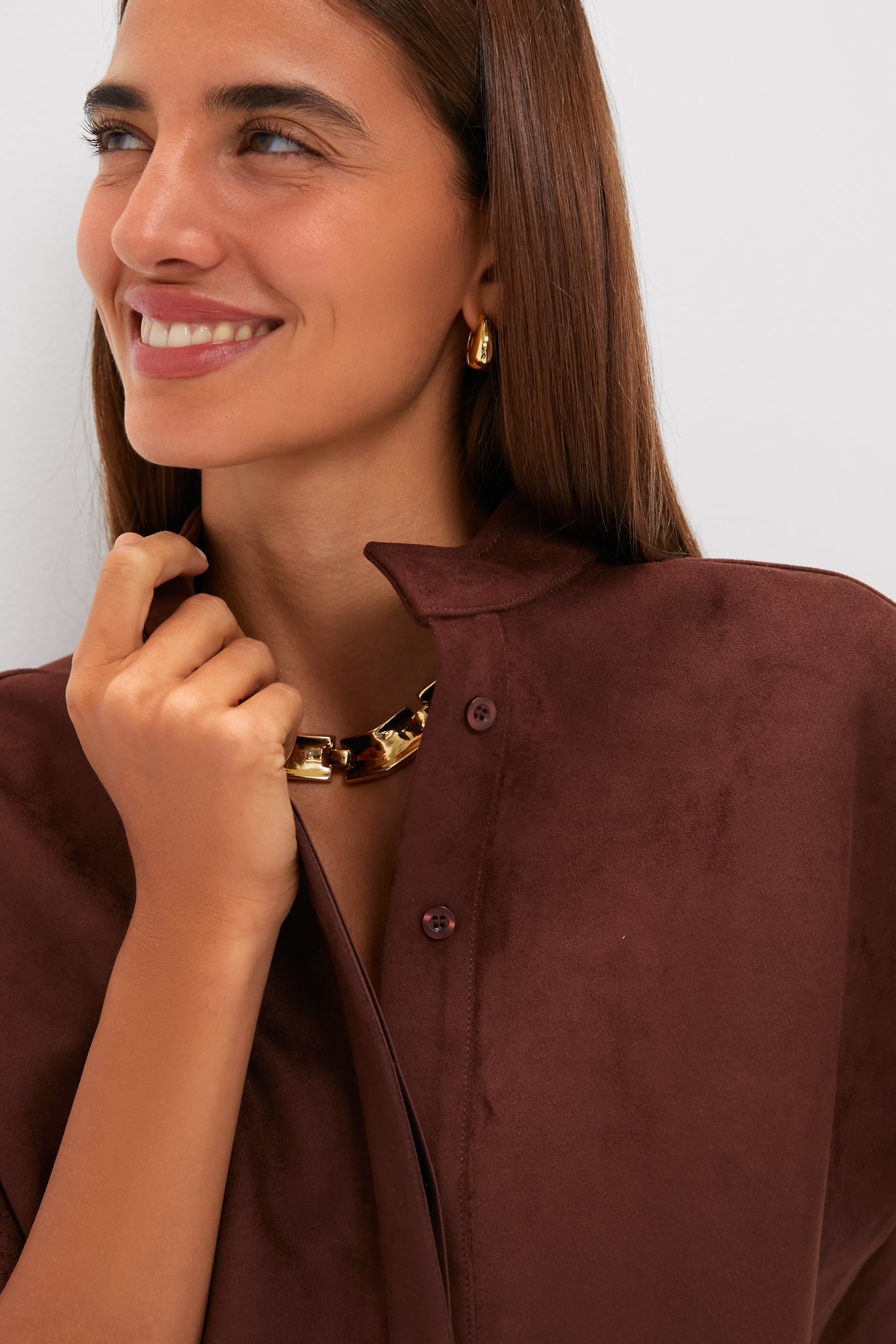 Ganache Vegan Suede Trapunto Stitch Sofia Shirt
