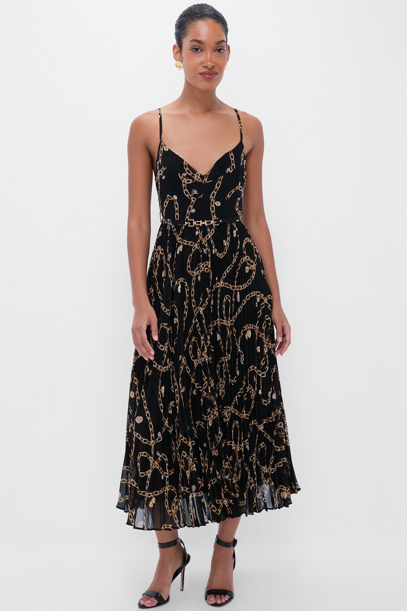 Black Charms Sunray Pleated Picnic Dress