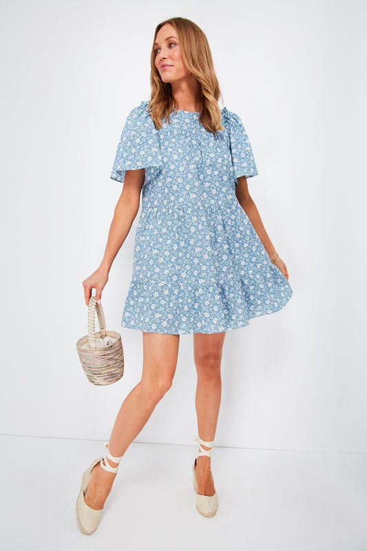Blue and White Floral Romy Mini Dress