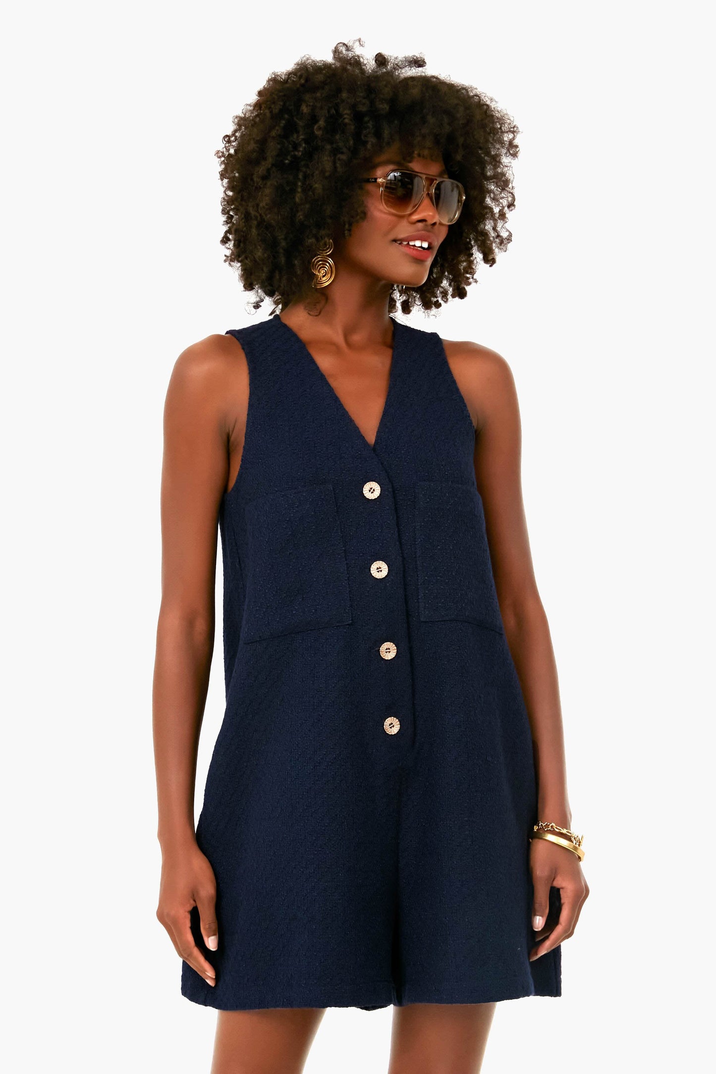 Navy Textured Myla Romper