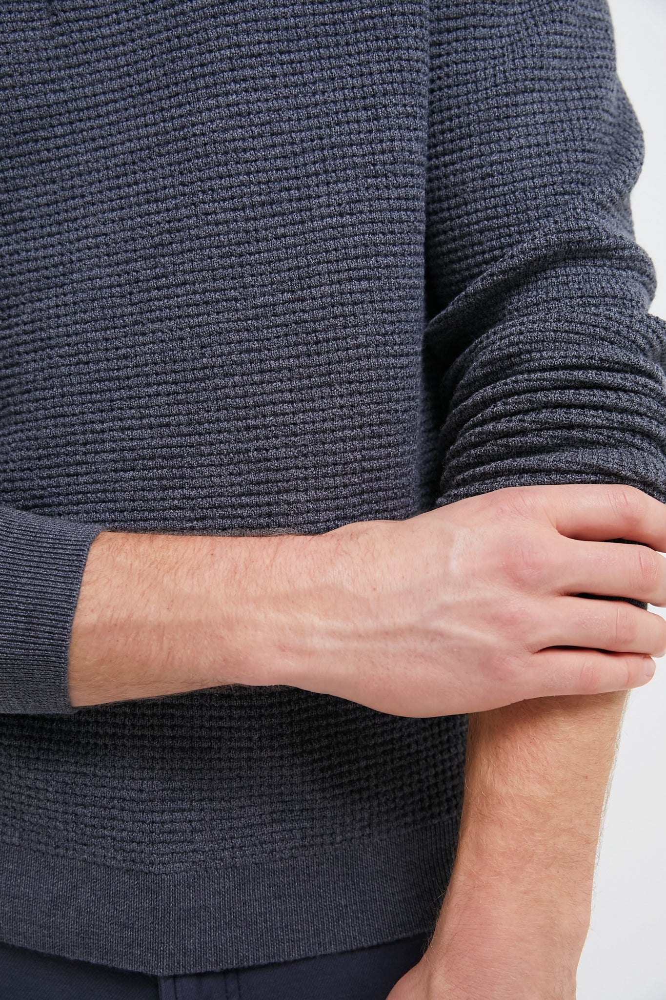 Charcoal Merino Waffle Polo