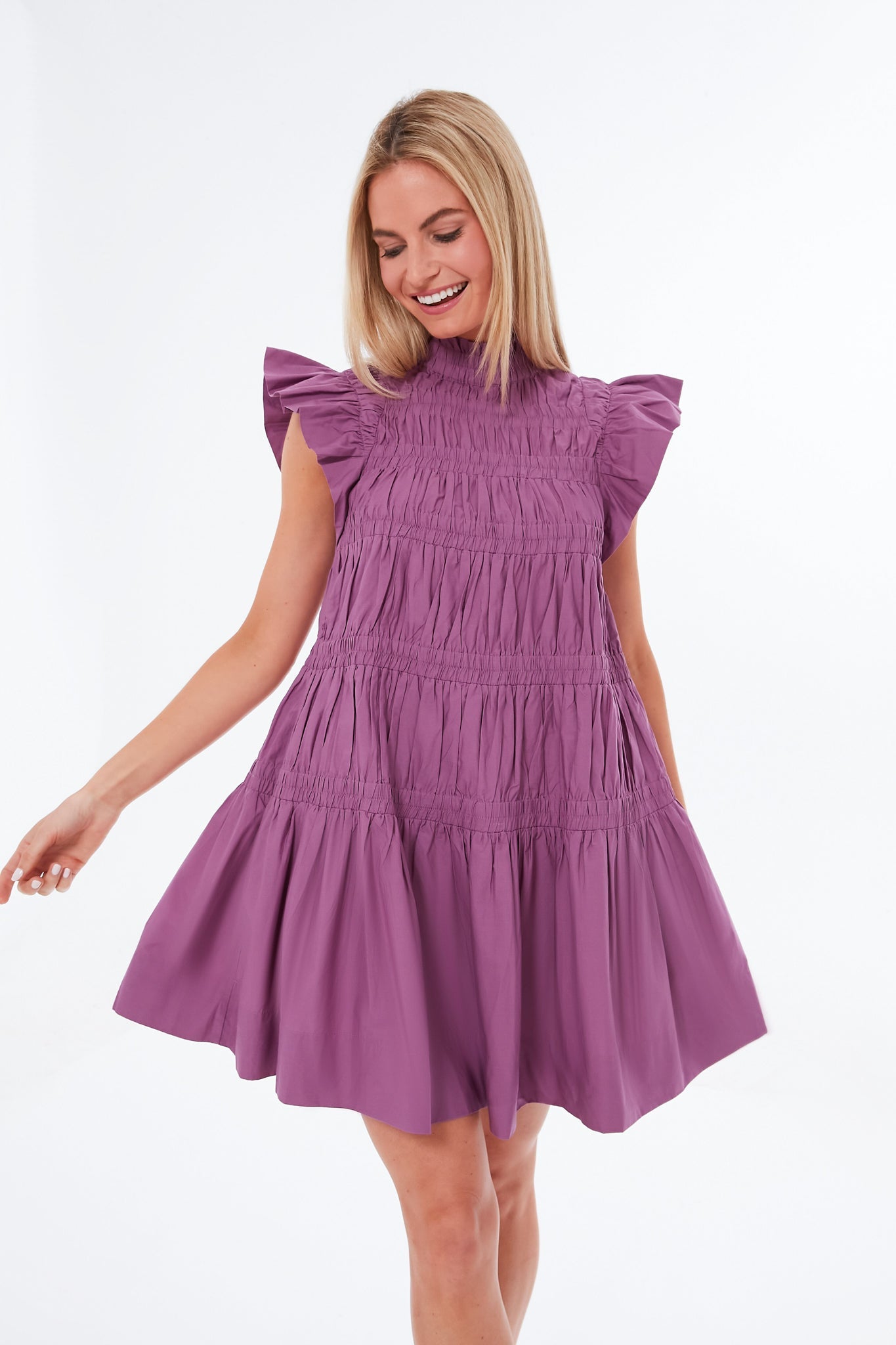 Crocus Steph Cotton Flutter Sleeve Tunic Dress