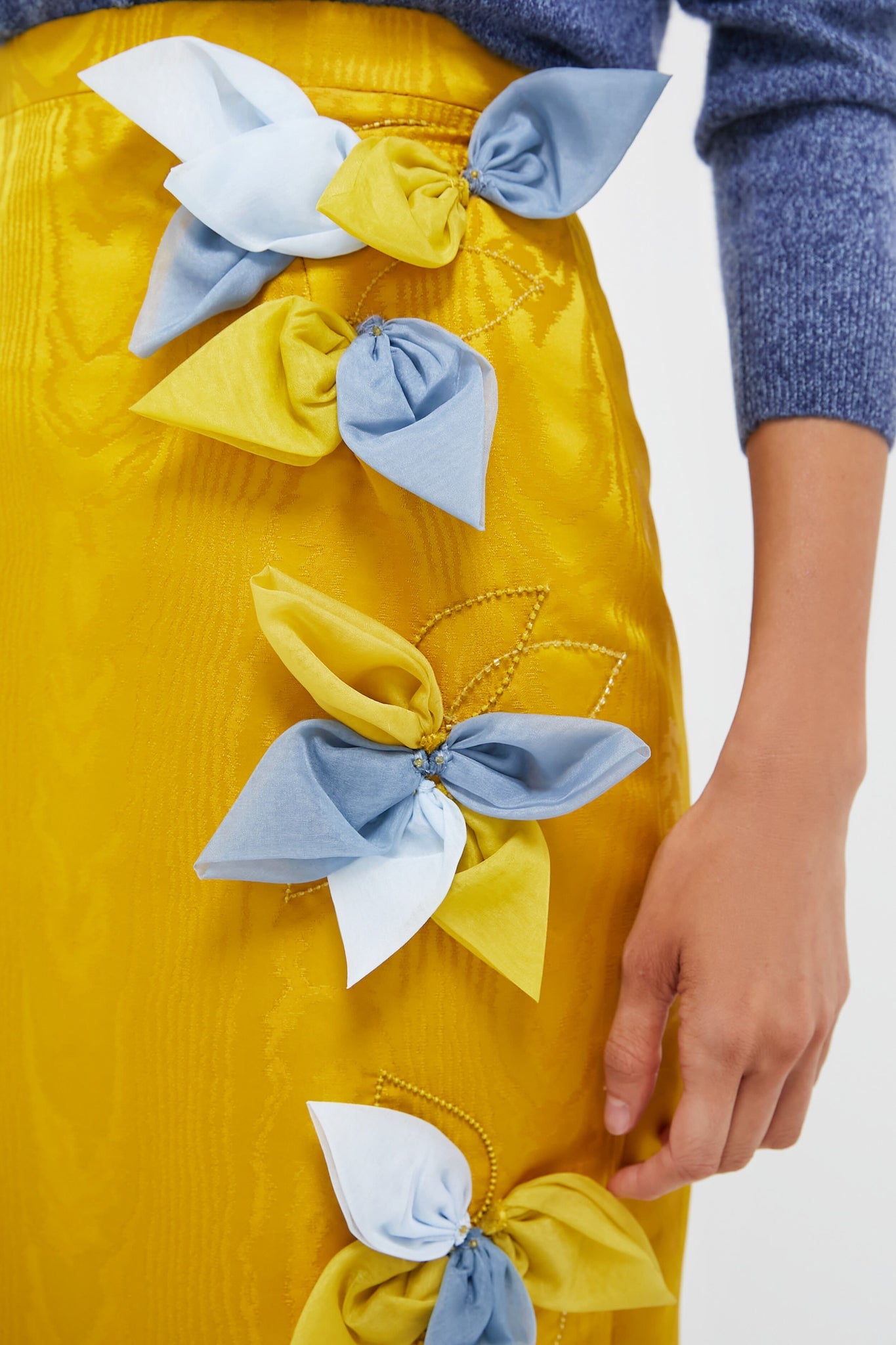 Ochre Lorinda Embroidered Midi Skirt