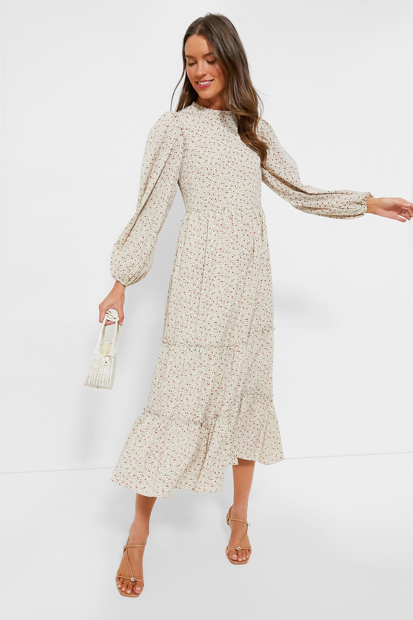 Cream Floral Jesse Midi Dress
