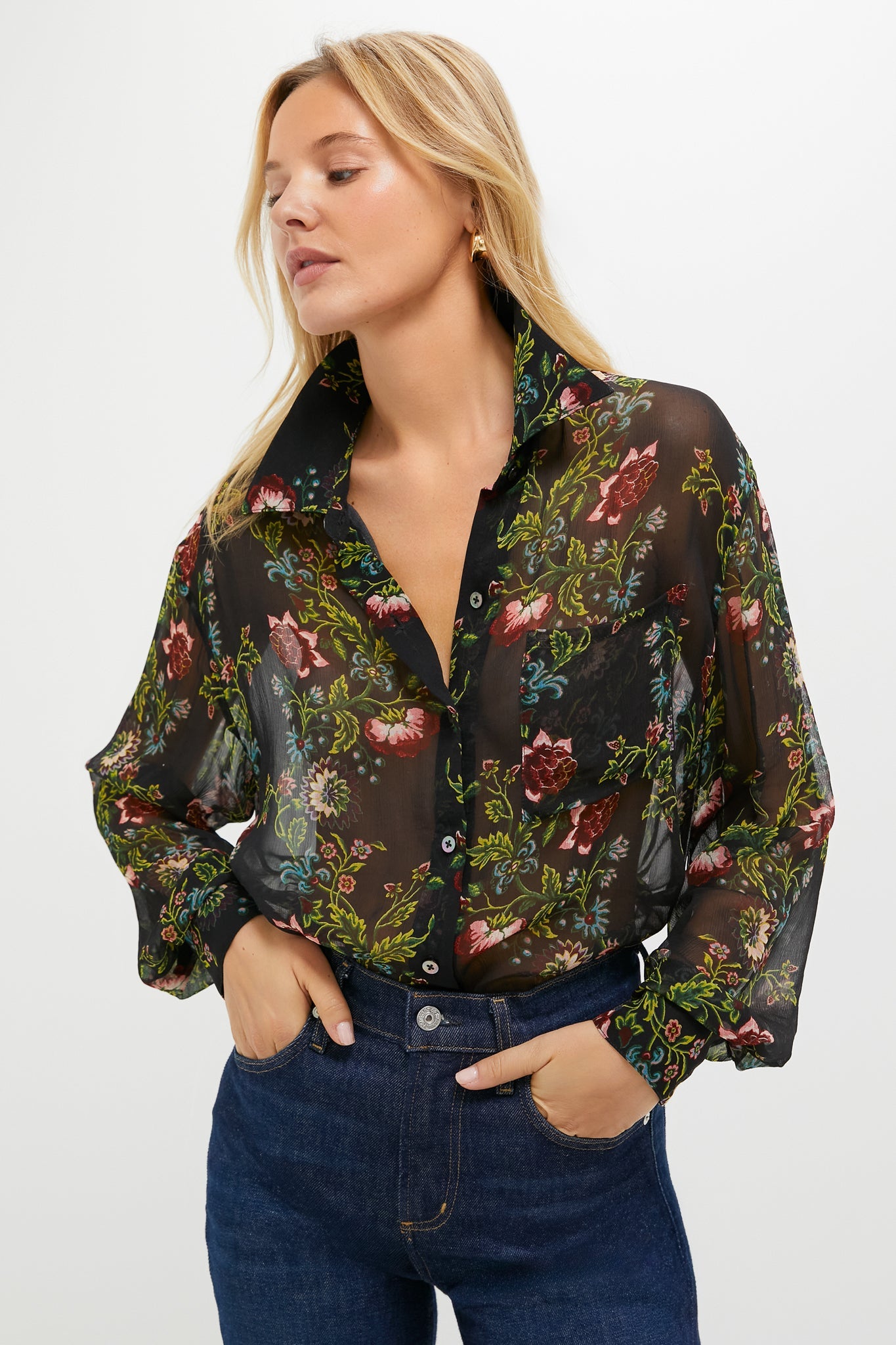 Midnight Moonflower Sheer Alysse Blouse